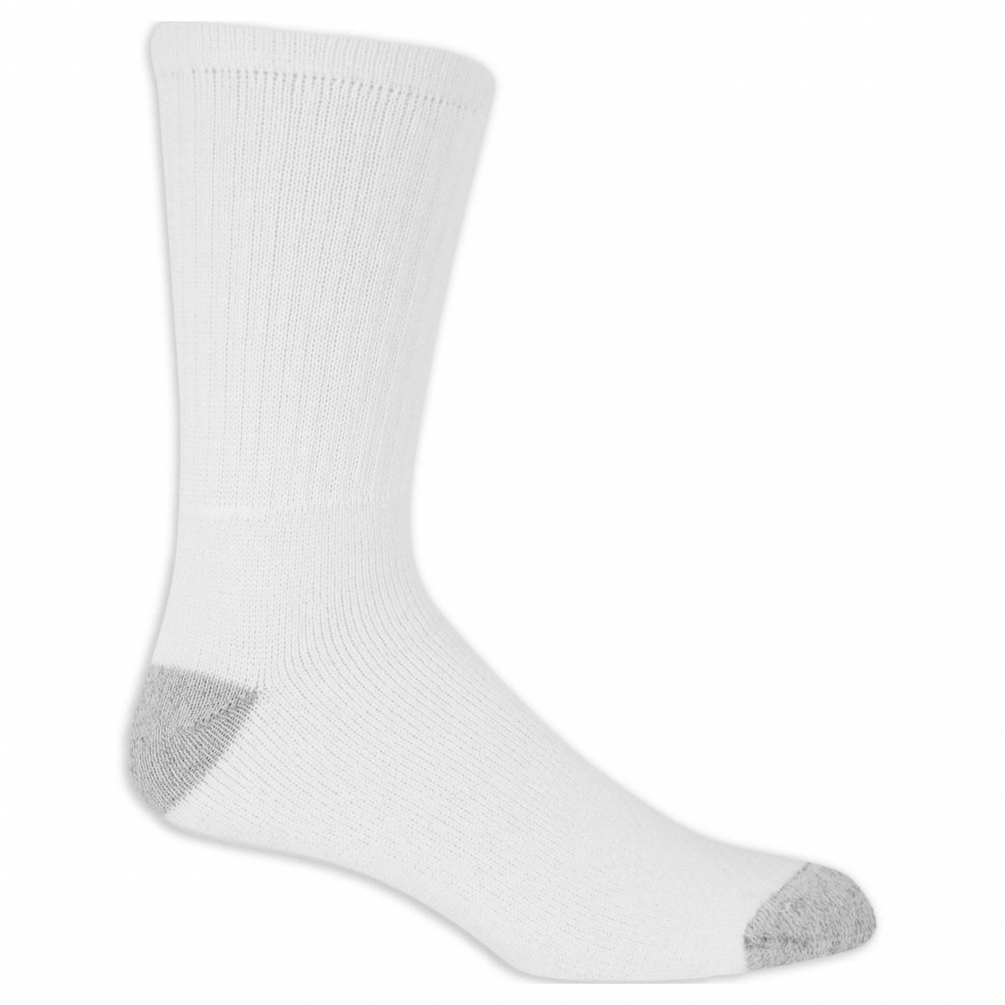 Socks: Crew, 10 1/2 in, Men's, White, Polyester, Full Cushioned/Moisture Wicking, 10 PK