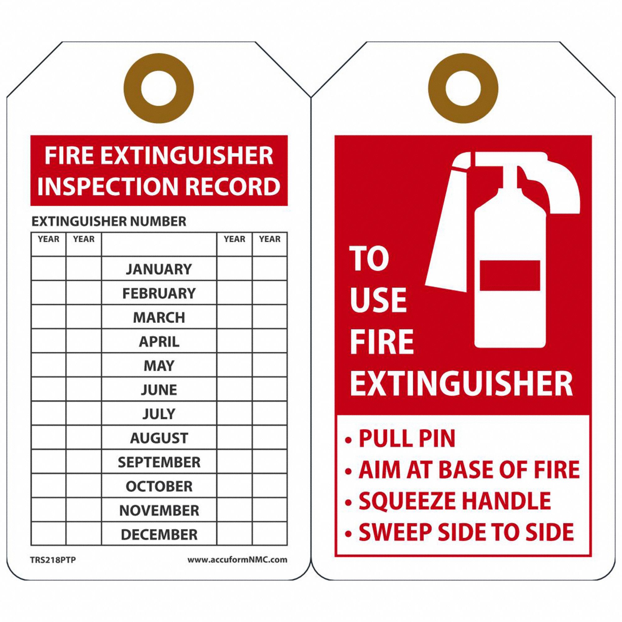 ACCUFORM, Plastic, To Use Fire Extinguisher - Pull Pin - Aim At Base Of ...