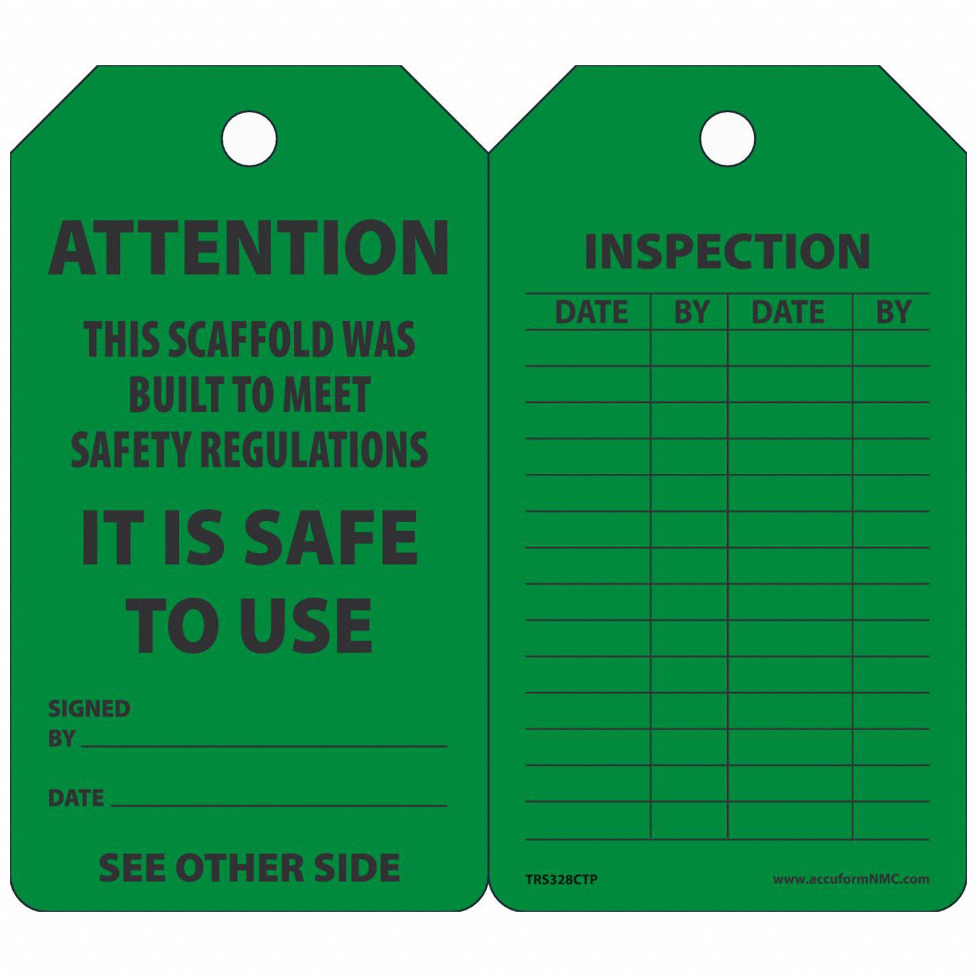 Tag: Attention, 3 1/4 in Wd, 5 3/4 in Ht, Green, Rectangle, Matte, Cardstock, Indoor/Outdoor, 25 PK
