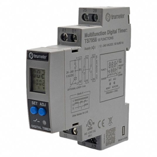 TRUMETER, 24 to 240V AC/DC, 0.1 sec – 999 hr, Time Delay Relay - 408PG6 ...