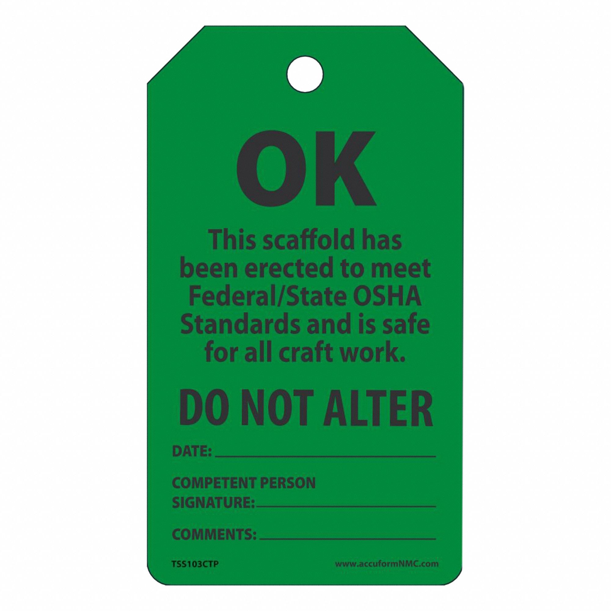 Tag: Ok, 3 1/4 in Wd, 5 3/4 in Ht, Green, Rectangle, Cardstock, Indoor/Outdoor, English, 25 PK