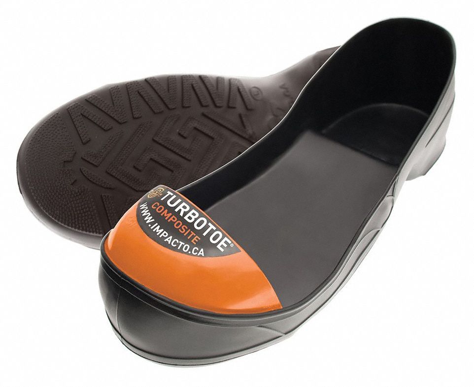 Toe Cap: Safety-Toe Overshoe, Safety-Toe, Unisex, Black/Orange, Chevron, 2XL, 1 PR