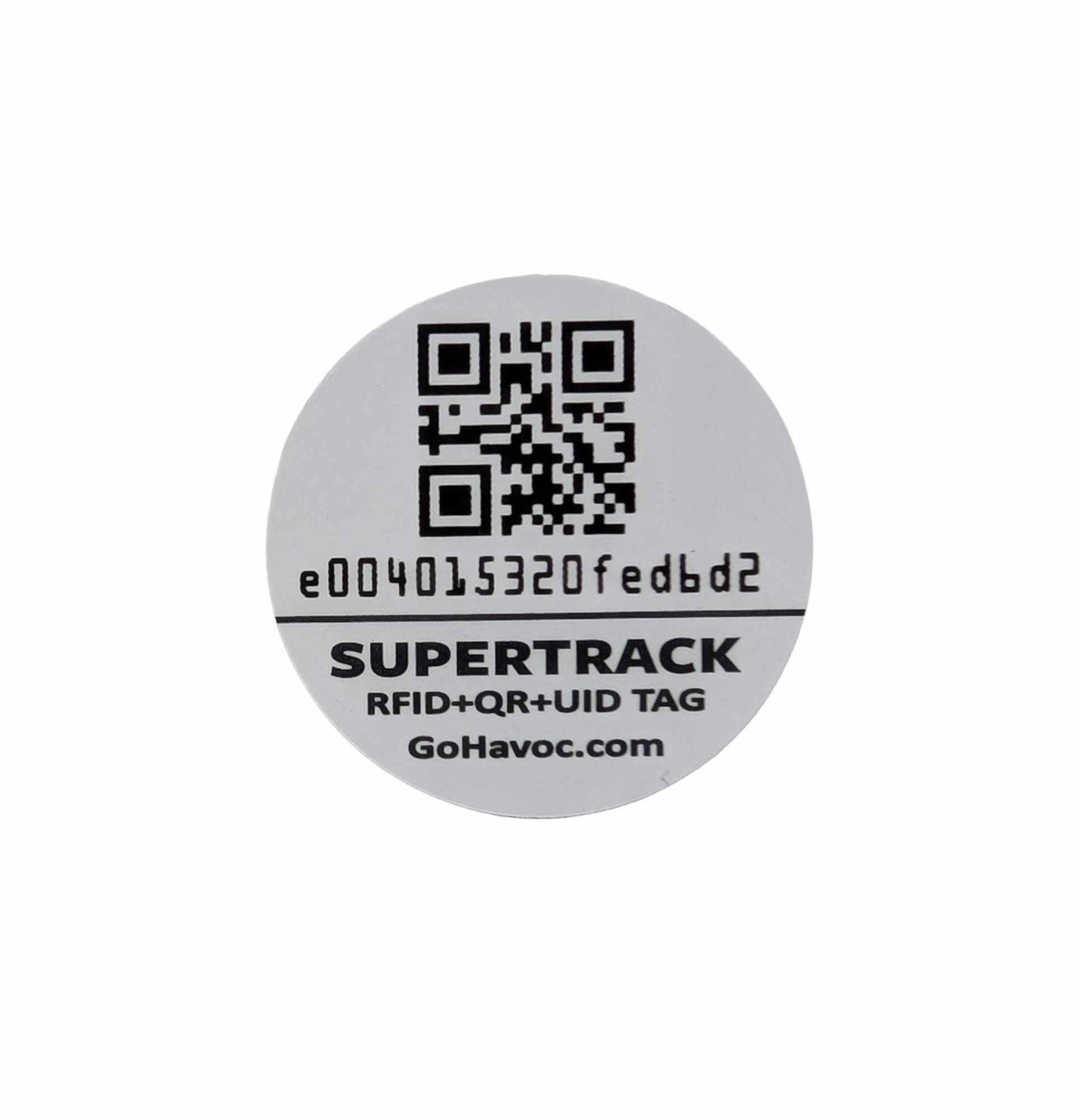 RFID + QR Code Asset Tag: 1.19 in 1.19 in, Indoor/Outdoor, For All Surfaces, Fixed, 50 PK