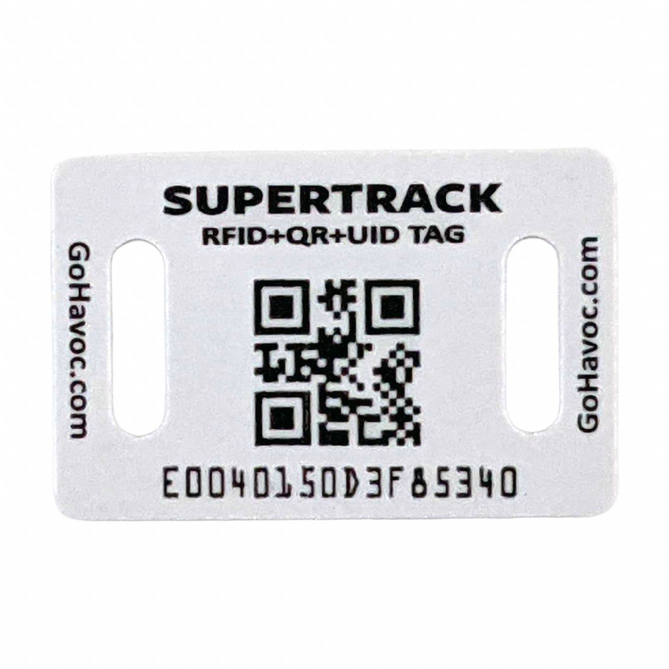 RFID + QR Code Asset Tag: 1.56 in 1 in, Indoor/Outdoor, Multi-Mount Mounting, 10 PK