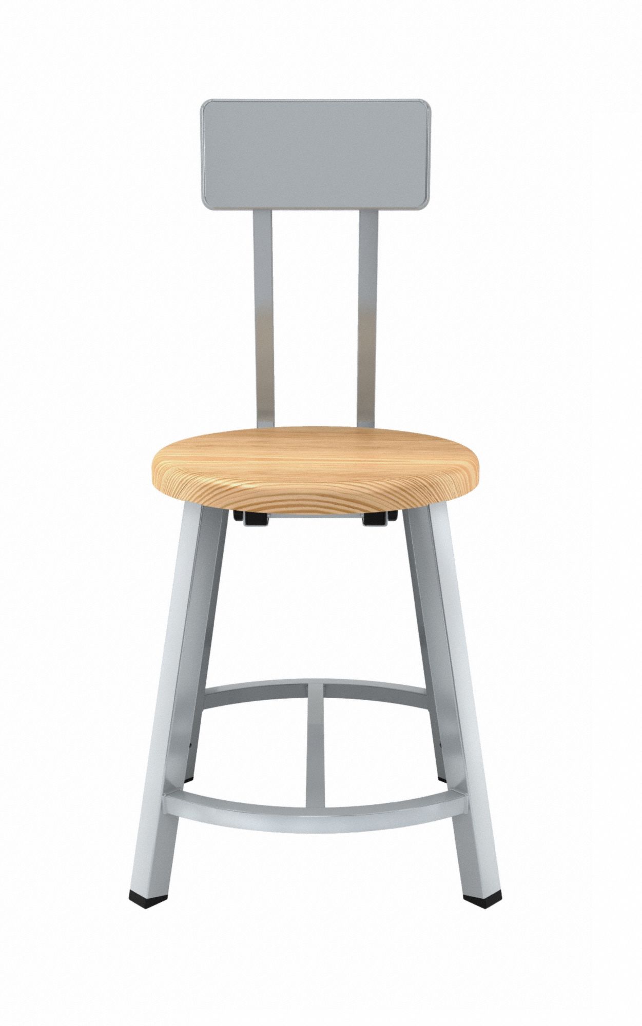 Butcherblock Stool Back, 18": 33 in Overall Ht, 14 in Seat Wd, Gray, Round