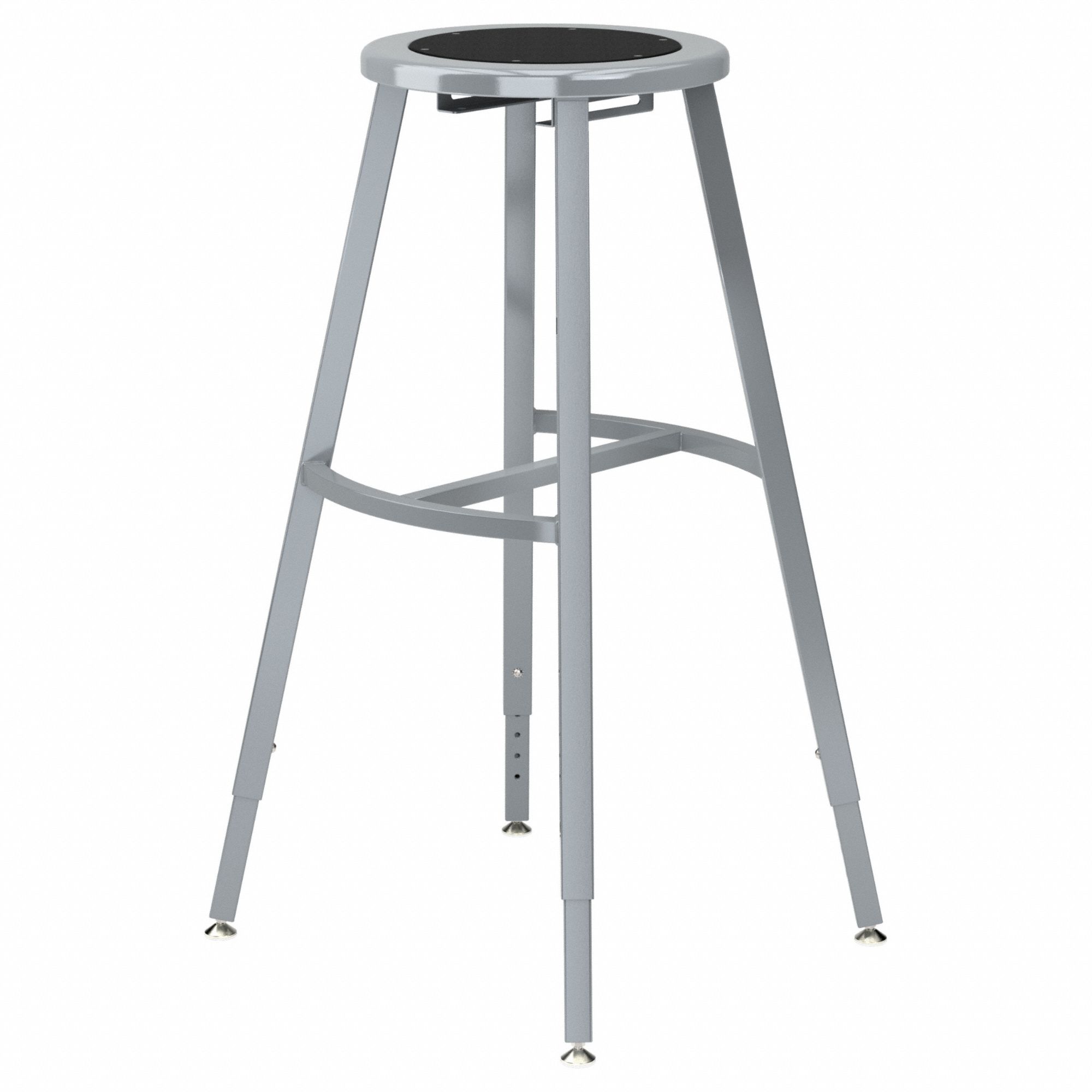 Black Center Metal Stool, 30-38": 30 in Overall Ht, 14 in Seat Wd, Screw Post