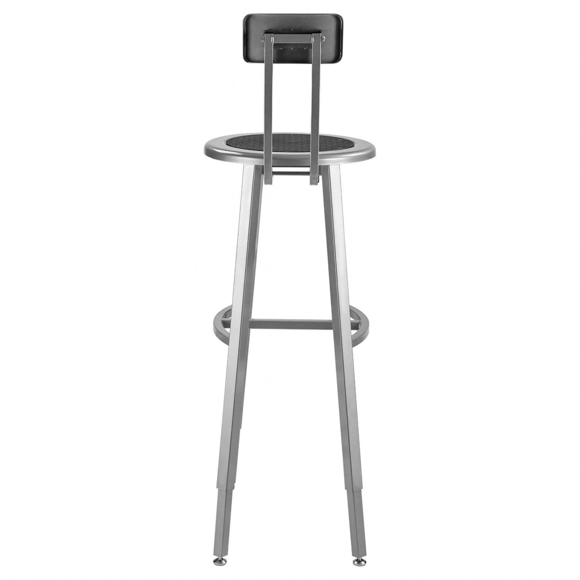 Black Center Metal Stool Back, 30-38": 45 in Overall Ht, 14 in Seat Wd, Gray