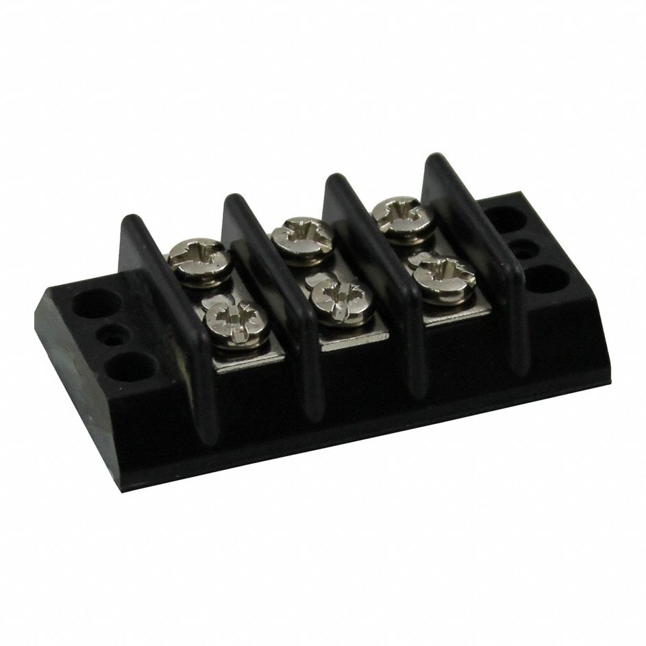 Barrier Terminal Strip: 3 Poles, 22 AWG – 12 AWG For Wire Sizes, 20 A Max Current