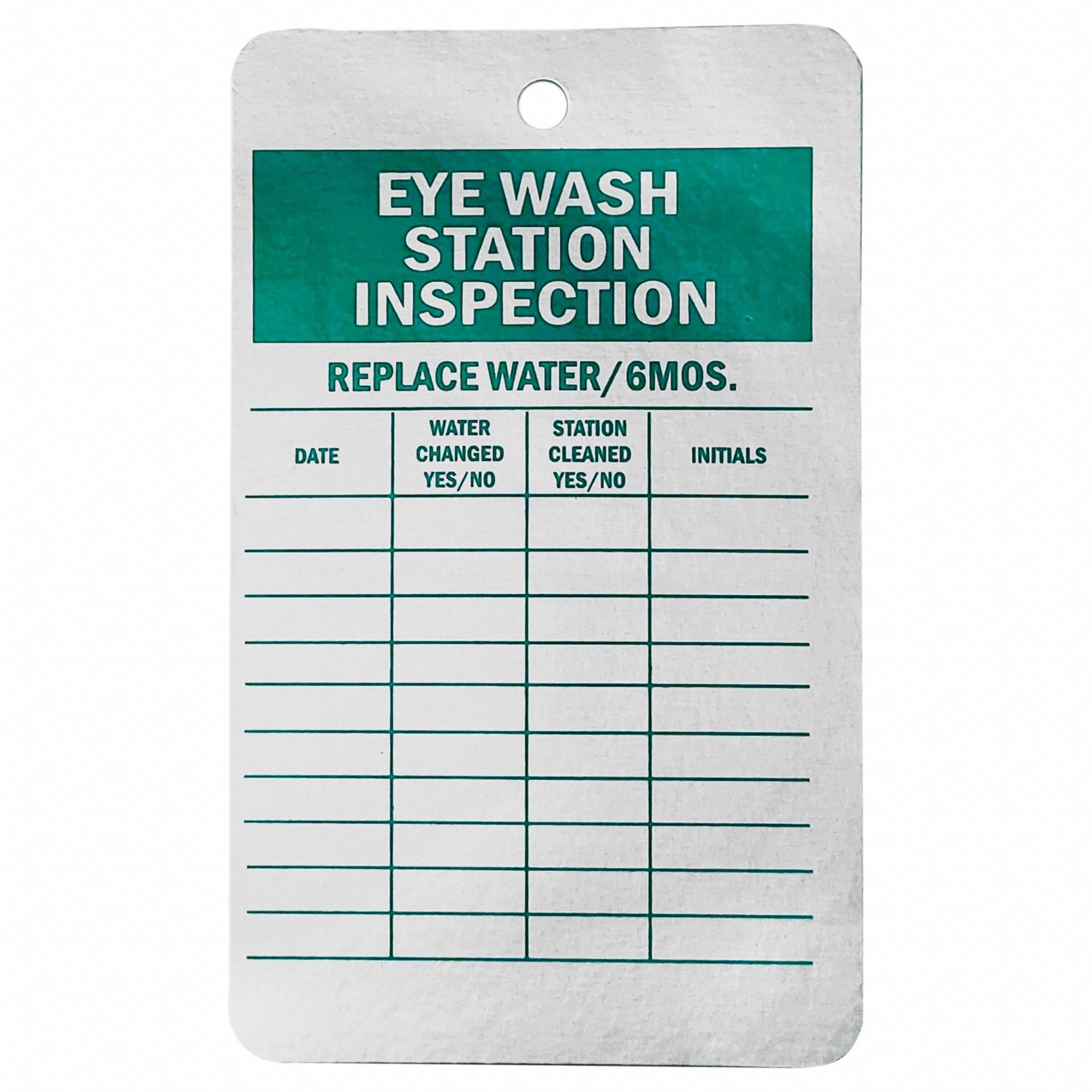 Tag: Eyewash, 3 in Wd, 4 1/4 in Ht, White, Aluminum, 0.02 in Label Thick, Indoor, 25 Labels, 25 PK