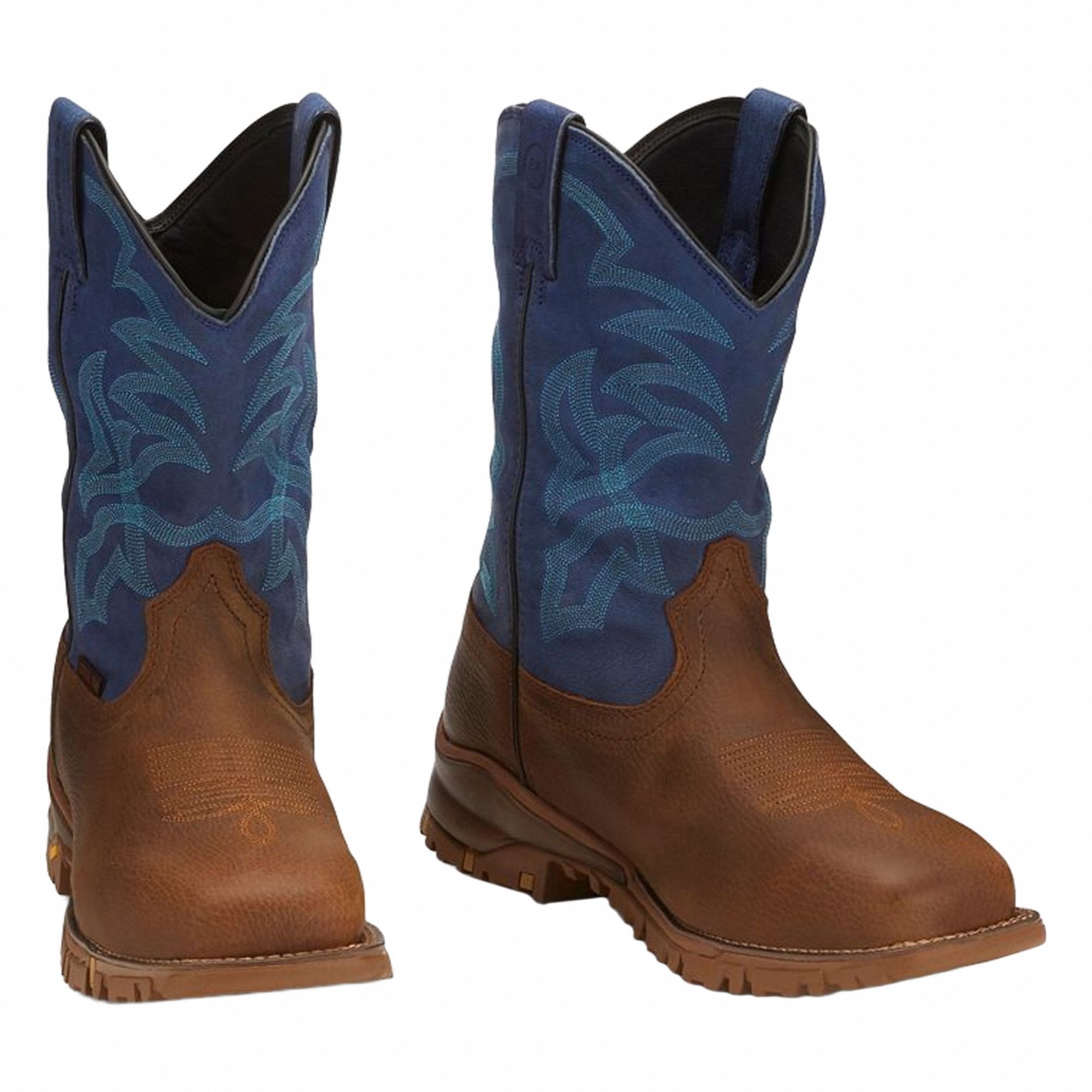 Wellington Boot: Men's, Size 10 1/2, D, Blue, Steel Toe Cap, Removable Insole