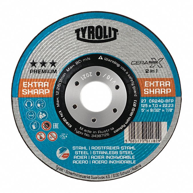 Grinding Wheel 5×1/4×7/8 TYPE-27 STEEL - Rapid Abrasives & Accessories