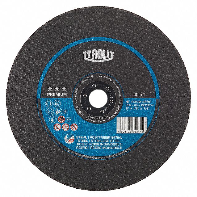 TYROLIT CUTOFF WHEEL AO T1 5X3/32X7/8 S/SS Abrasive CutOff and Chop