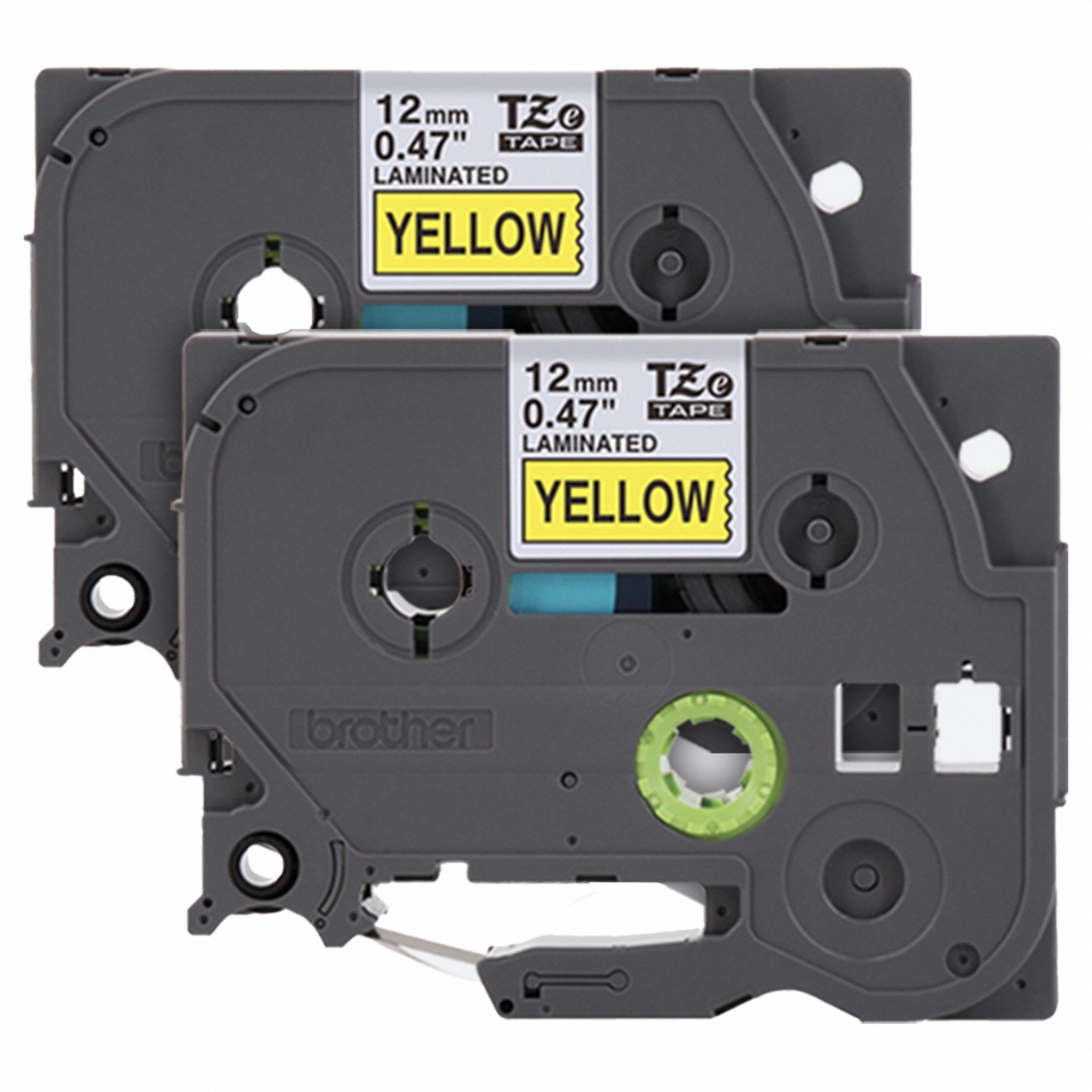 Combined Label and Ribbon Cartridge: 1/2 in x 26 1/4 ft, Polyester, Yellow (Gloss)