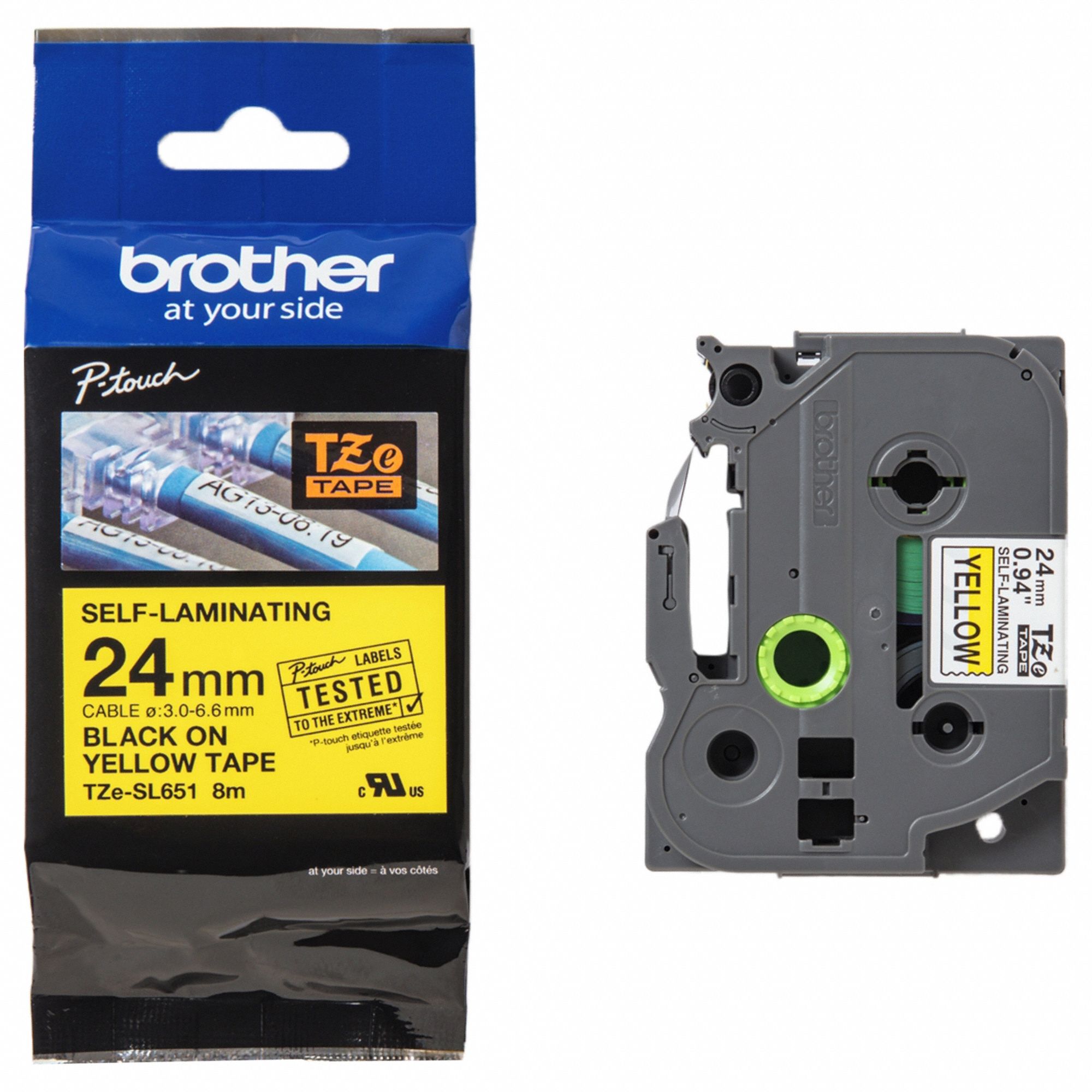 Wraparound Label: 15/16 in x 15/16 in, 26 1/4 ft, Polyester, Yellow (Gloss)