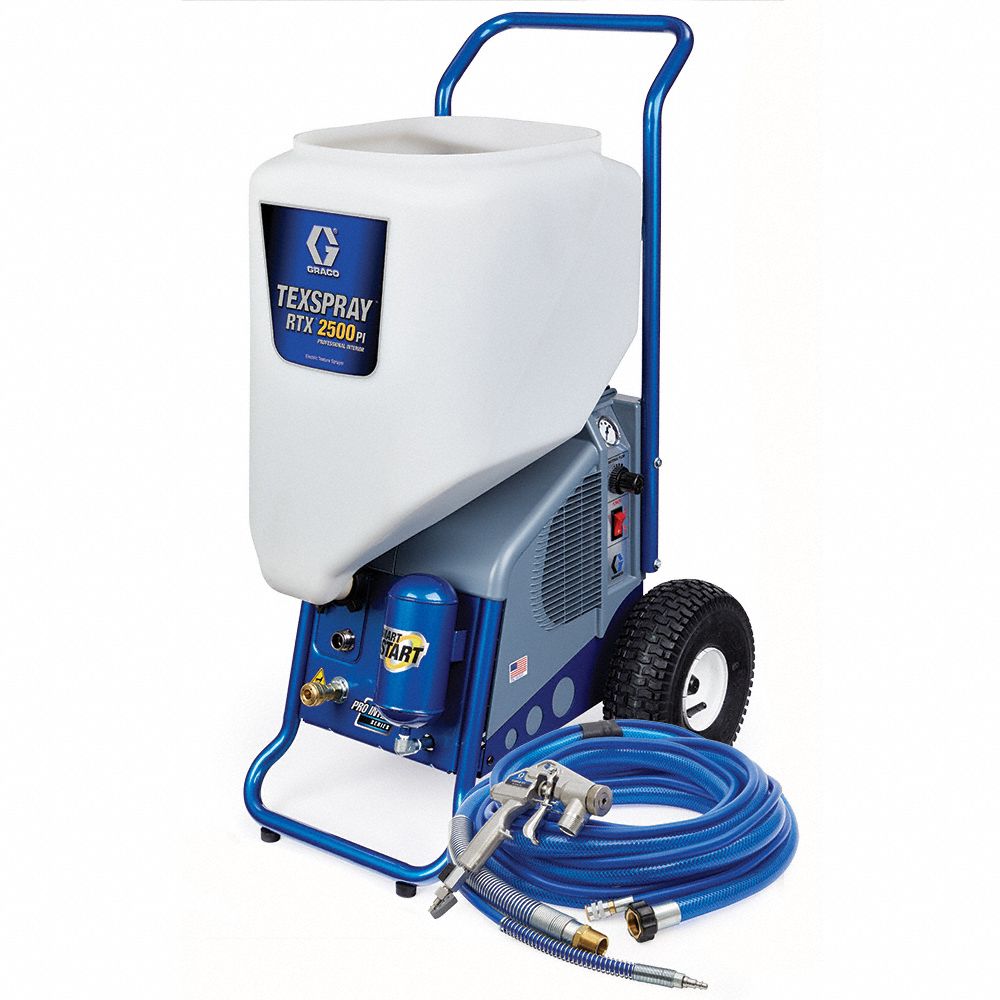 Texture Sprayer: Cart, Pressure, 3 7/16 ft Overall Ht, AC Motor, Water-Based Paints, 120 V AC