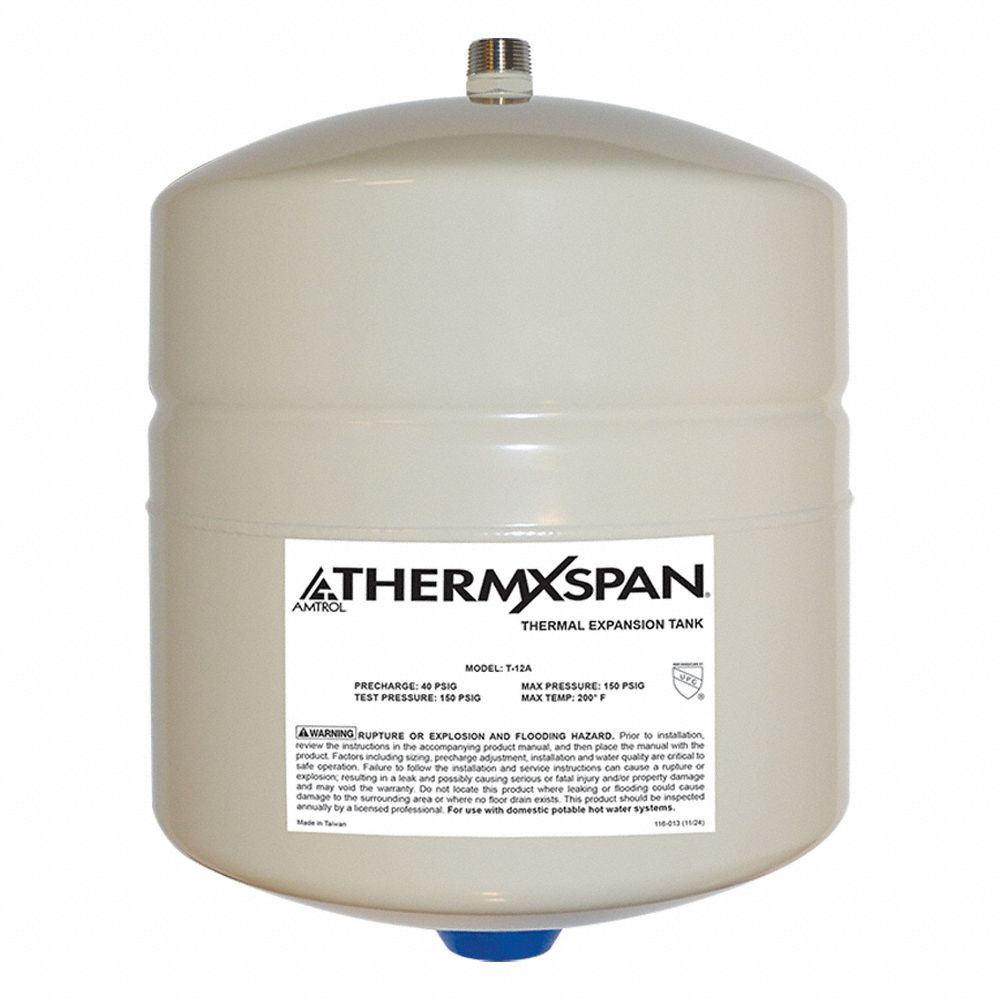 Tank: 4.4 gal Tank Capacity, Steel, 40 psi Precharge Pressure, 200°F Max. Op Temp, 5 yr