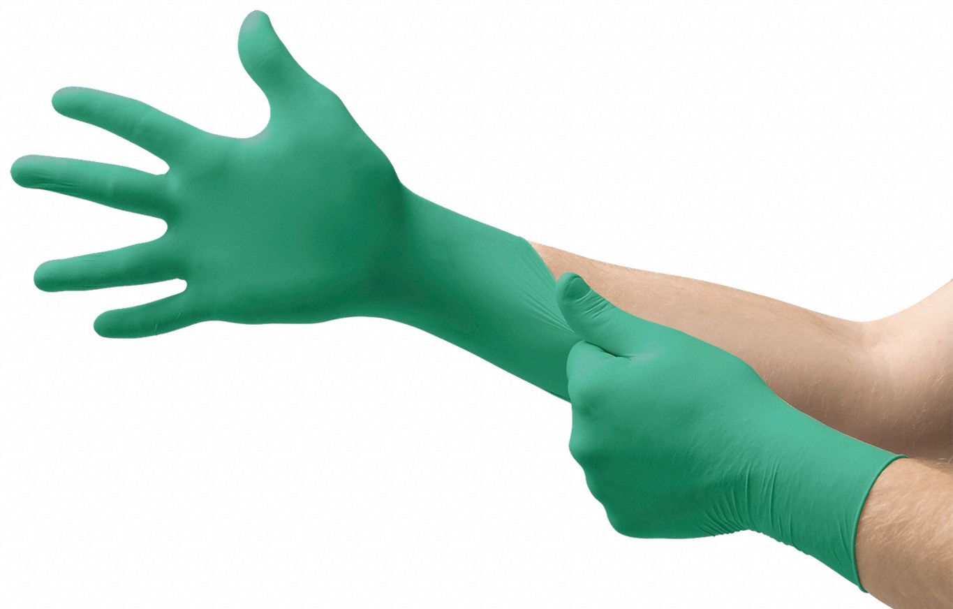 Disposable Gloves: Chemical-Resistant/Food-Grade/Gen Purpose, L ( 9 ), 5 mil, Nitrile, 100 PK
