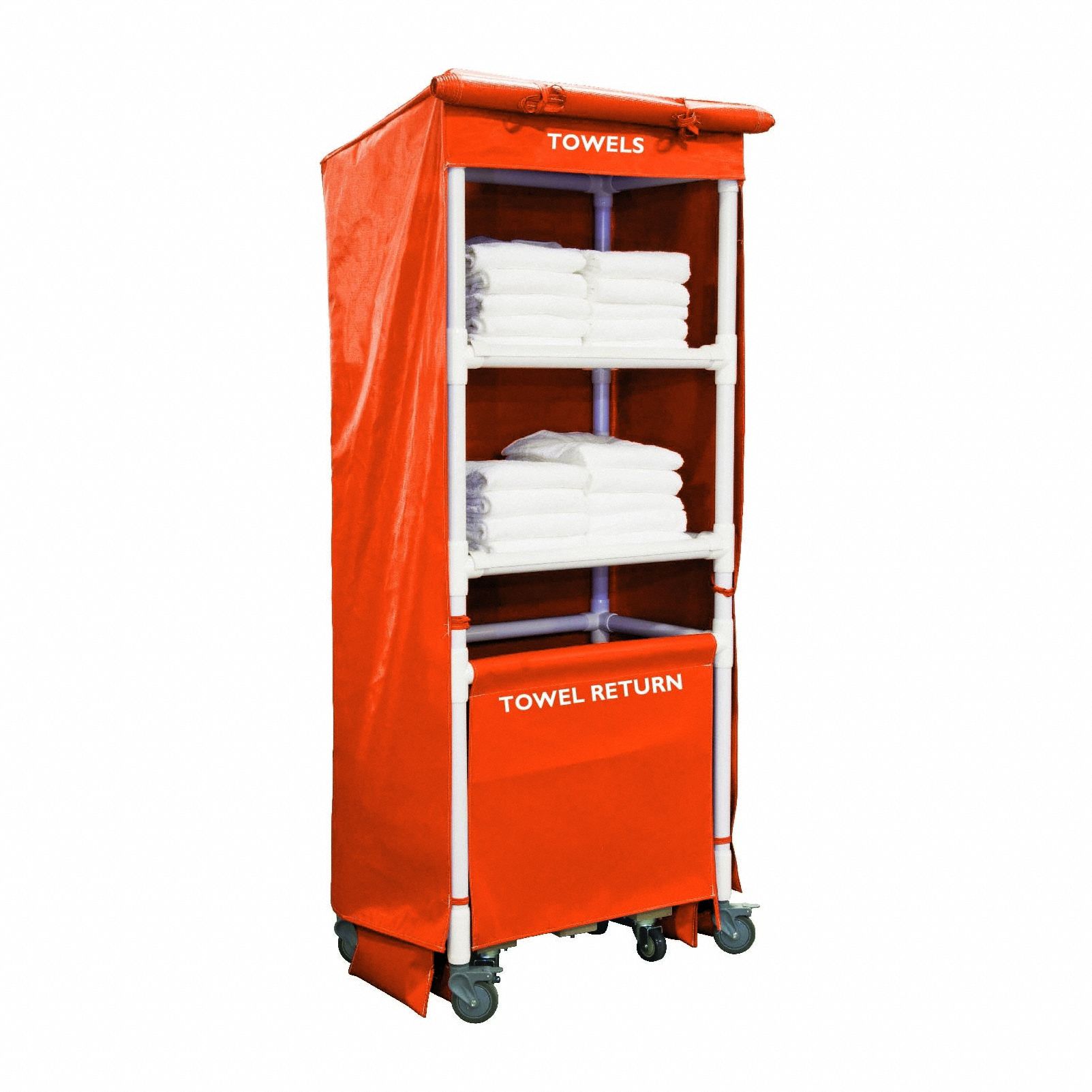 Towel Station: Orange, 42 in Overall Dp, 79 in Overall Ht, 21 in Overall Wd, PVC