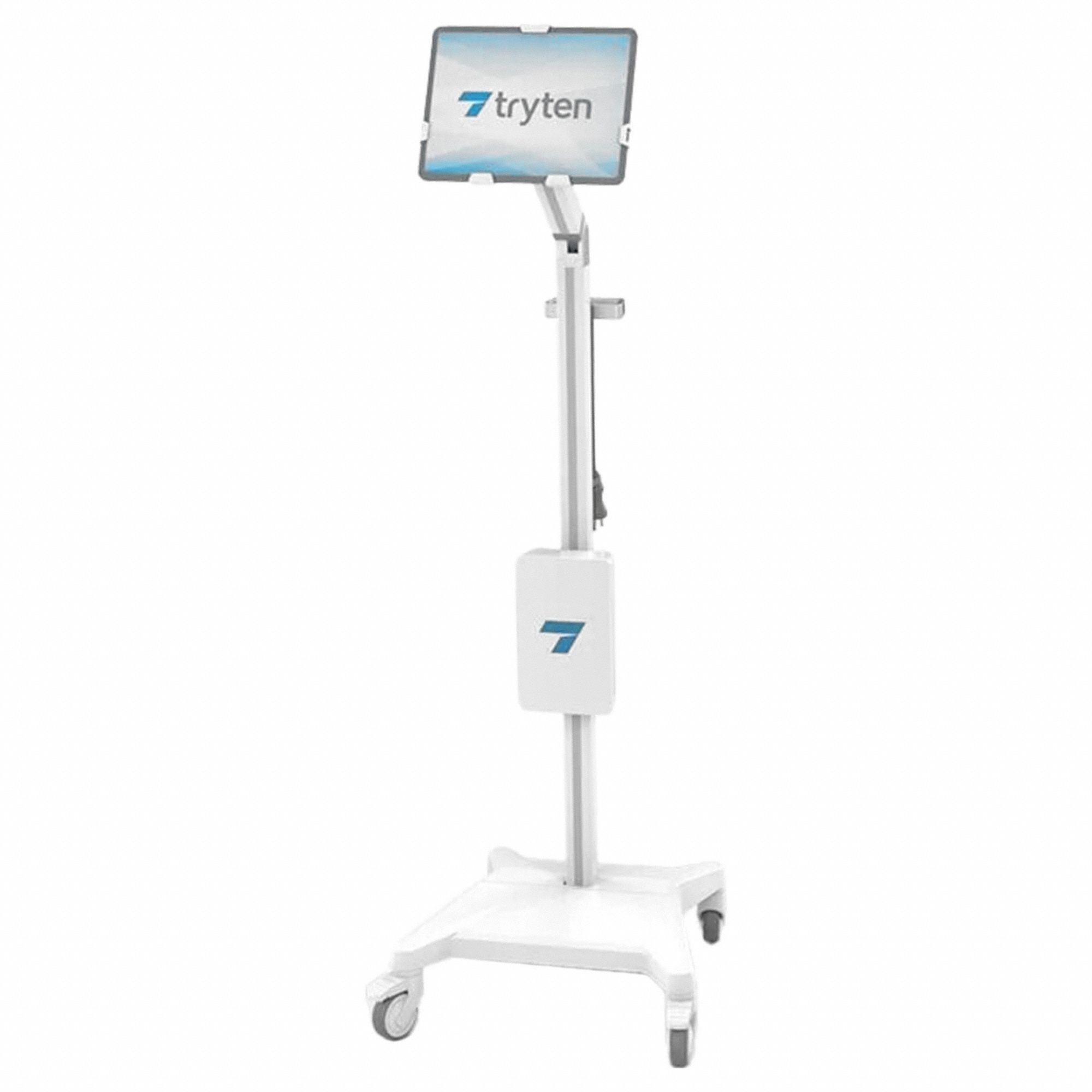 Table Cart: Aluminum, (4) Swivel with Brake, White