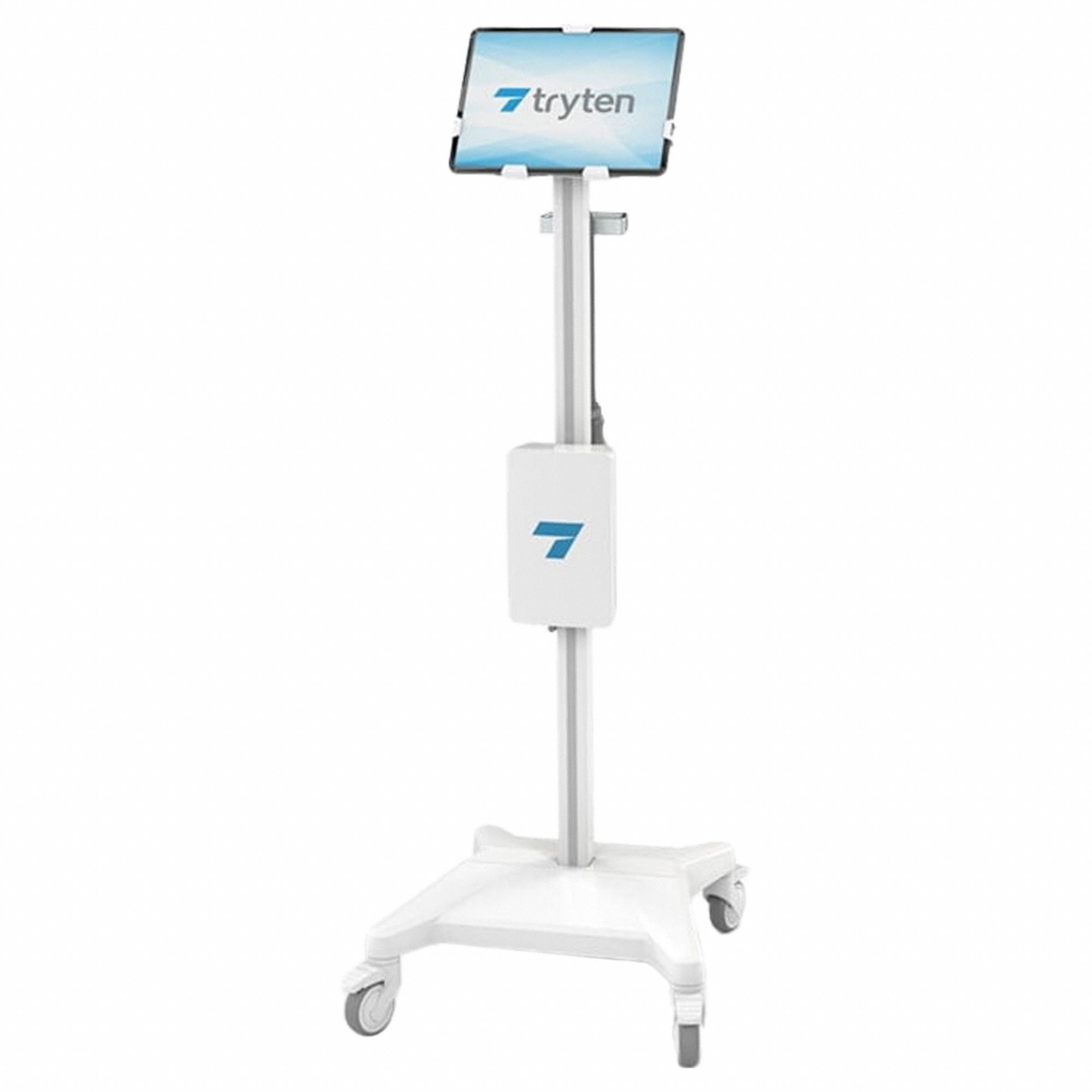 Table Cart: Aluminum, (4) Swivel with Brake, White