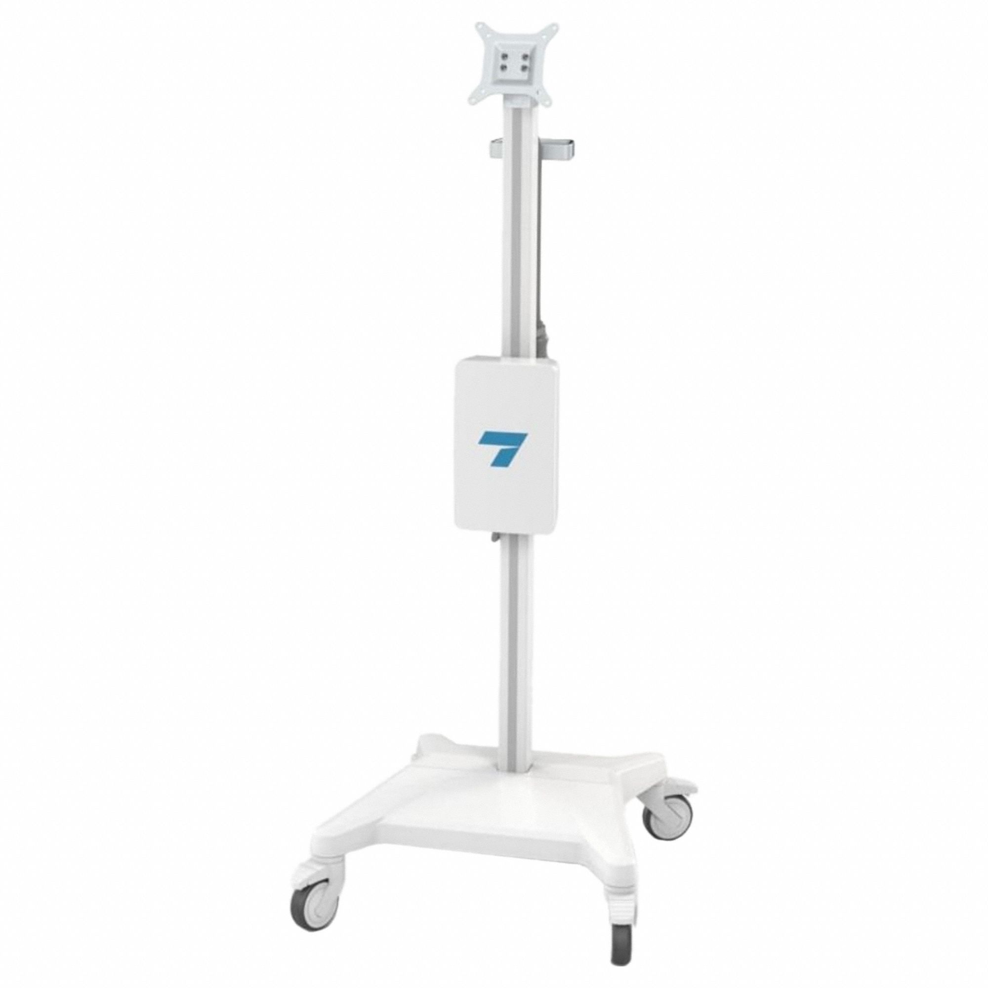 Vesa Monitor Cart: Aluminum, (4) Swivel with Brake, White