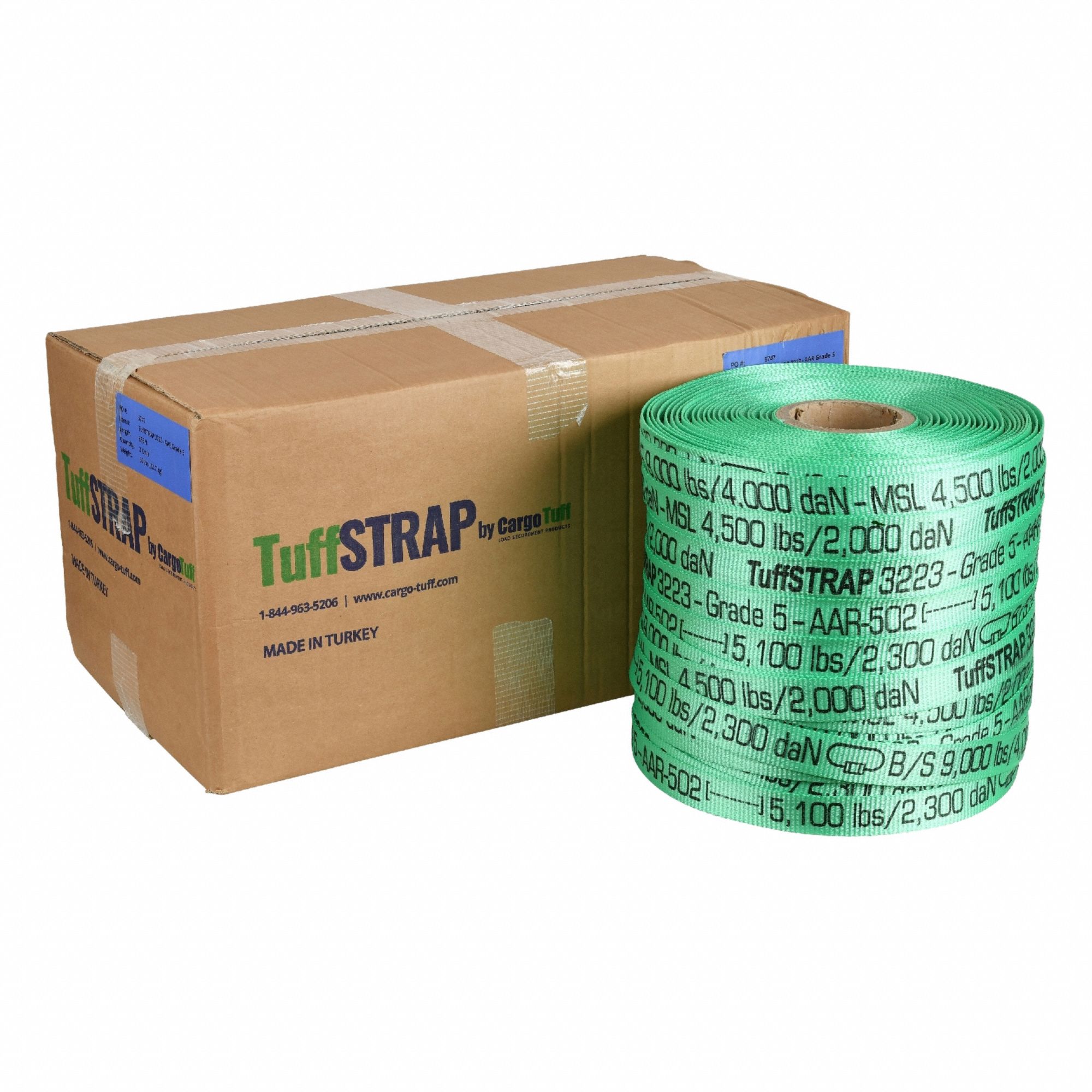 AAR Grade 5 Woven Polyester strapping- 2 coils,  Hand Strapping,  1 1/4 in Strapping Width,  PK 2