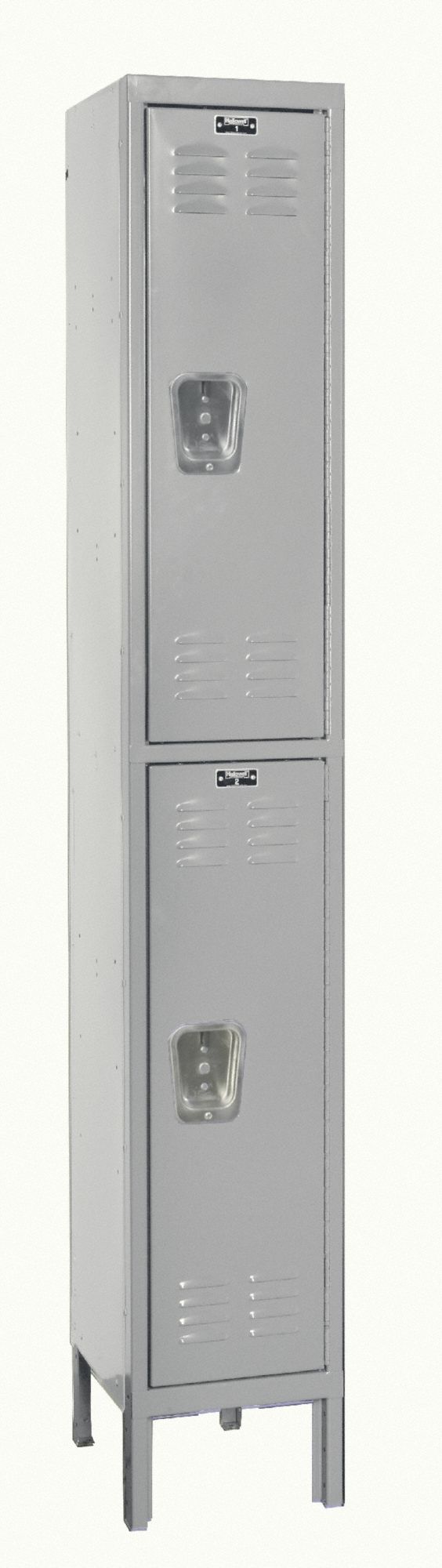 Locker: 12 in x 12 in x 78 in, Louvered, 2 Tiers, 1 Units Wide, Combo/Padlock, Gray, Steel
