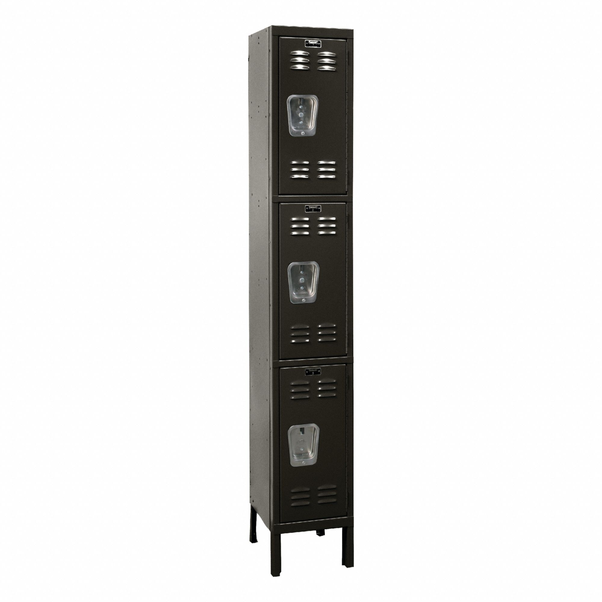 Locker: 12 in x 12 in x 78 in, Louvered, 3 Tiers, 1 Units Wide, Combo/Padlock, Black