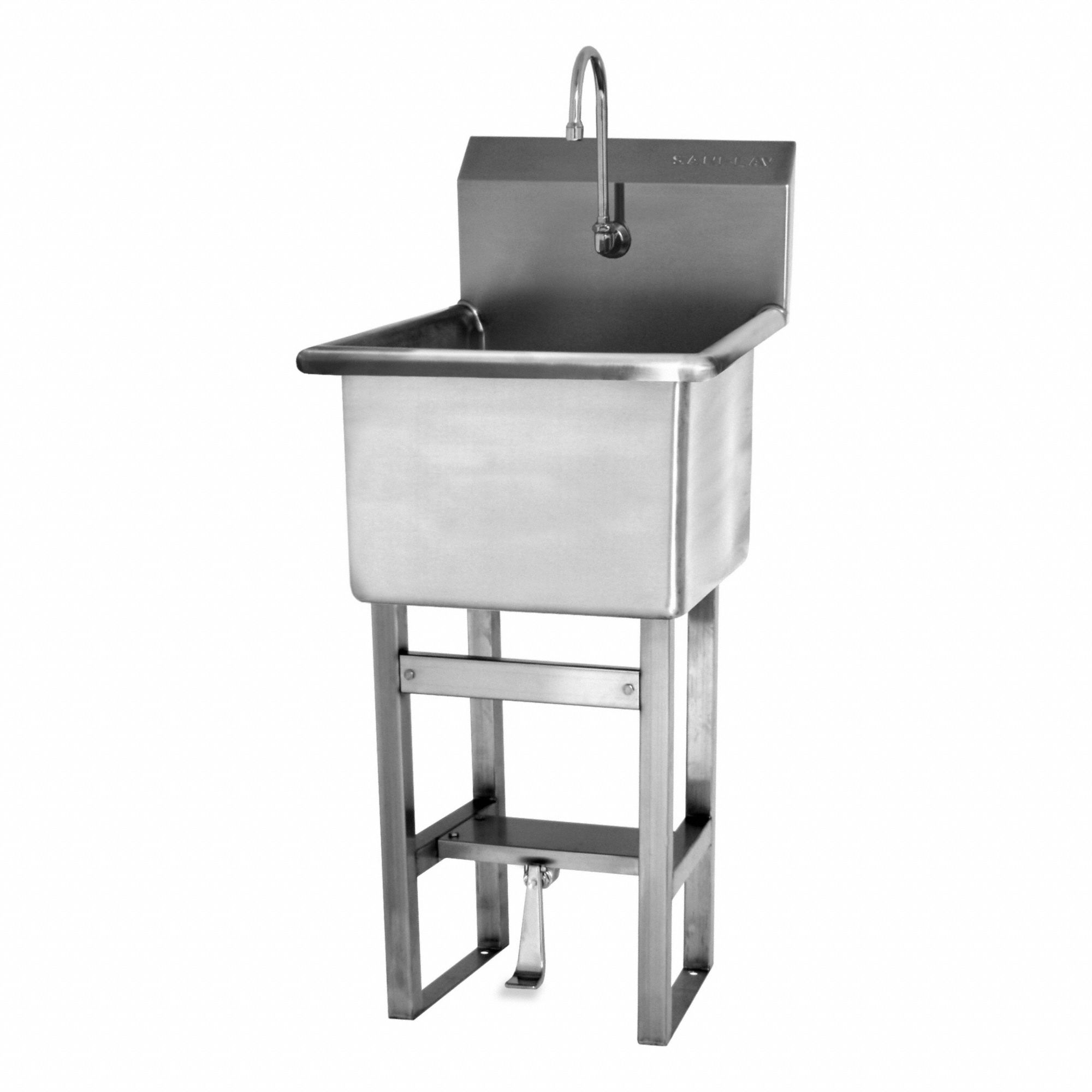 Utility Sink: 1 Bowls, Stainless Steel, 45 1/2 in Overall Ht, 21 in Overall Lg, Single Hole