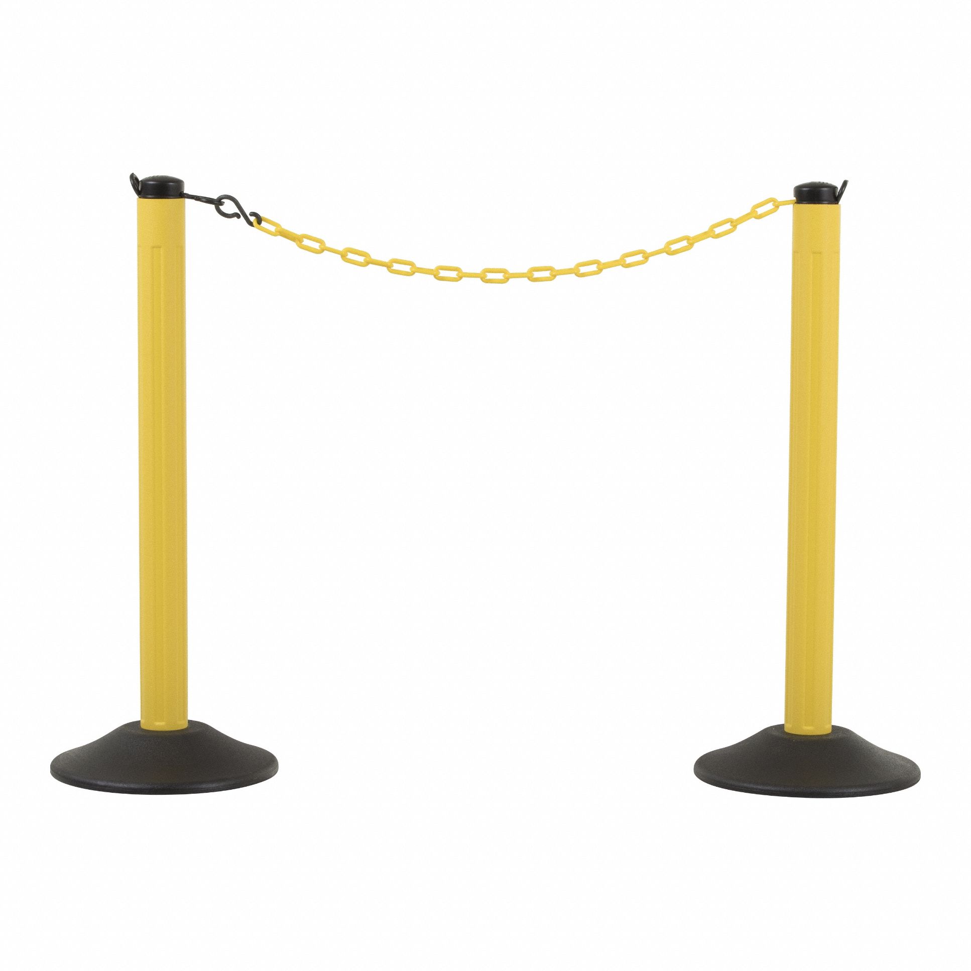 Barrier Post Kit: Yellow Chain Color, 10 ft Chain Lg, 2 Posts, Yellow Post Color