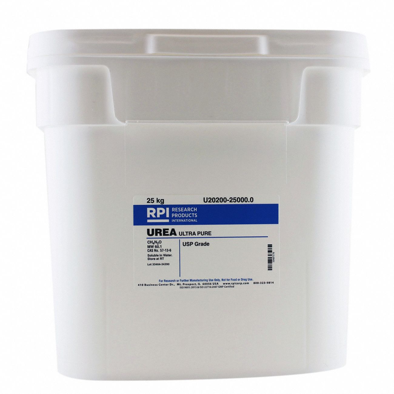 Urea: USP, 25 kg, 57-13-6, Powder, Plastic, 18 mo Shelf Life, 1