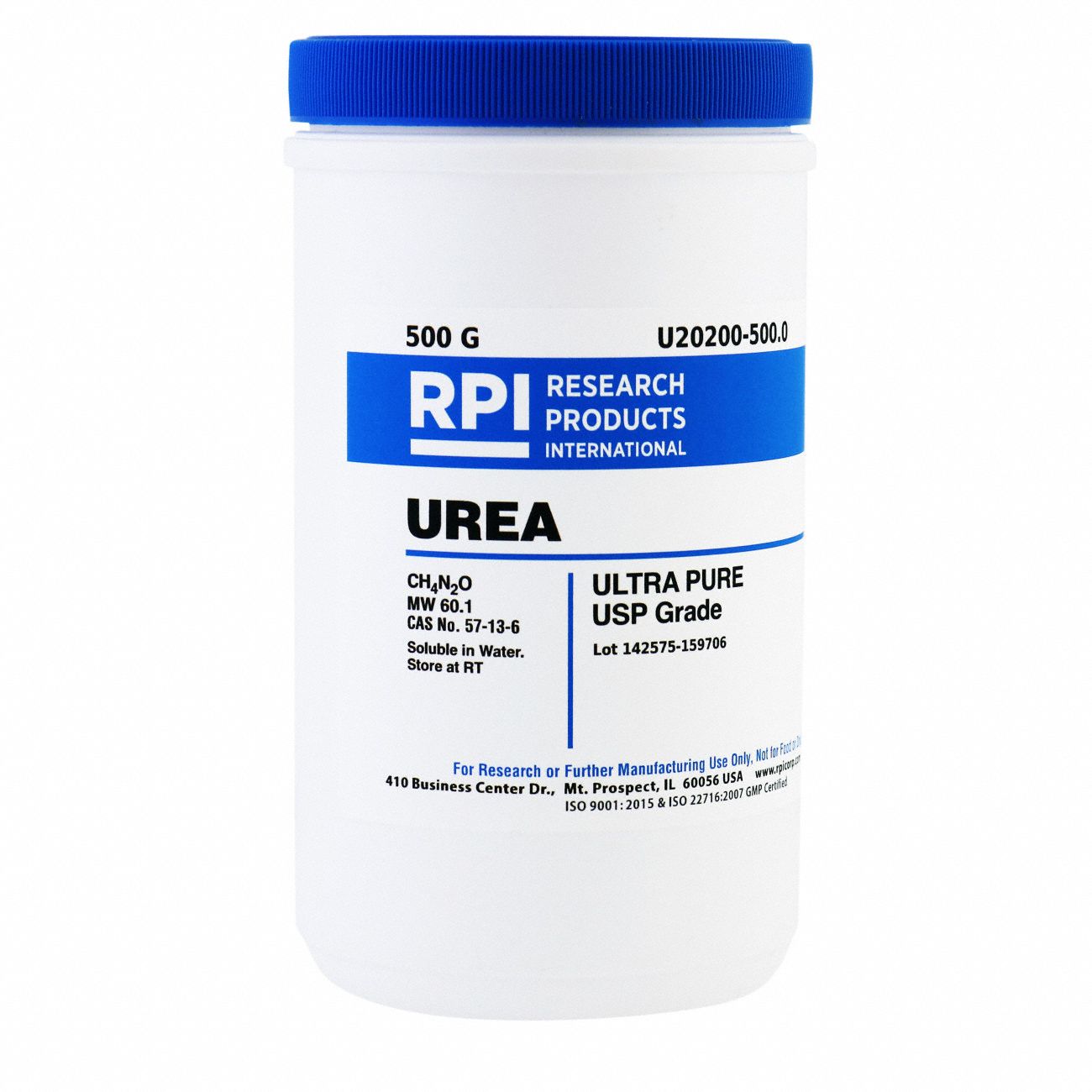 Urea: USP, 500 g, 57-13-6, Powder, Plastic, 18 mo Shelf Life, 1