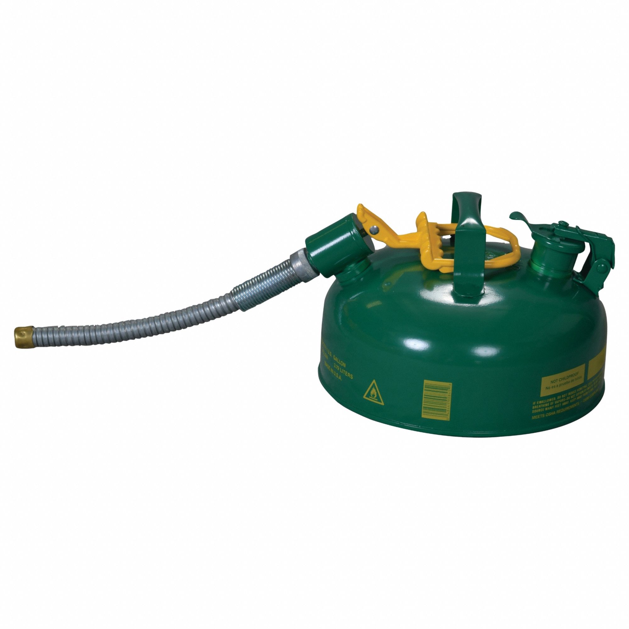 Type II Safety Can: For Use With Oil, 1 gal Capacity, Includes 5/8 in OD Hose, Green