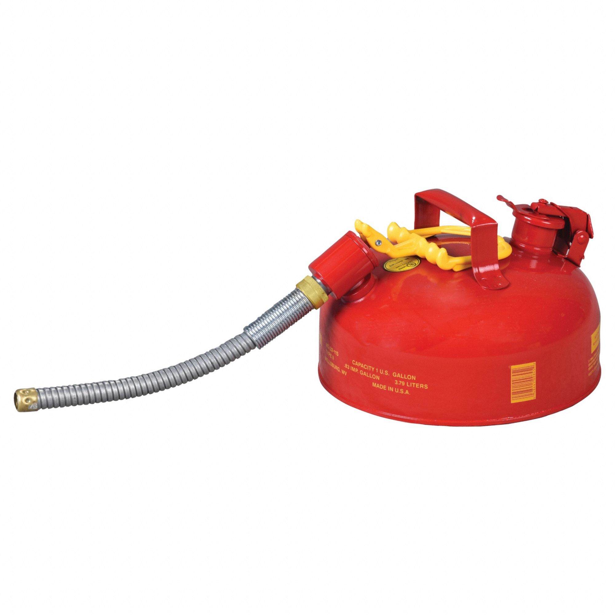 Type II Safety Can: For Use With Flammables, 1 gal Capacity, Includes 5/8 in OD Hose, Red