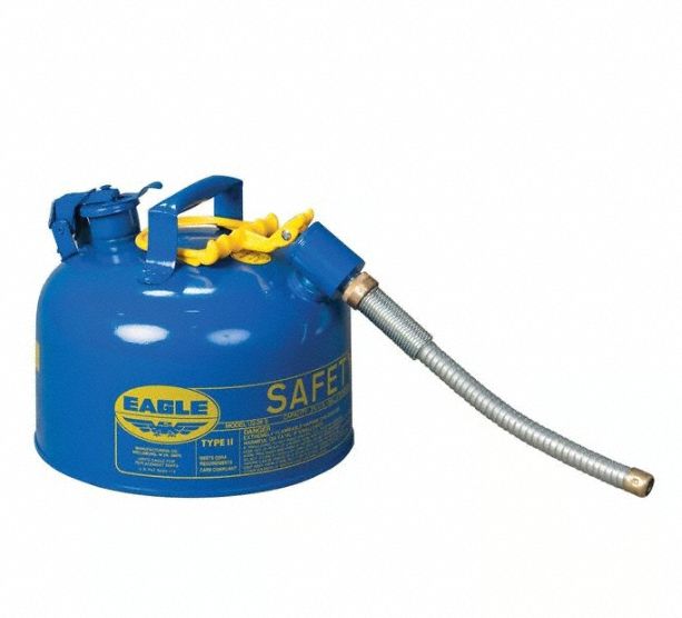 Type II Safety Can: For Use With Kerosene, 2 1/2 gal Capacity, Includes 7/8 in OD Hose, Blue