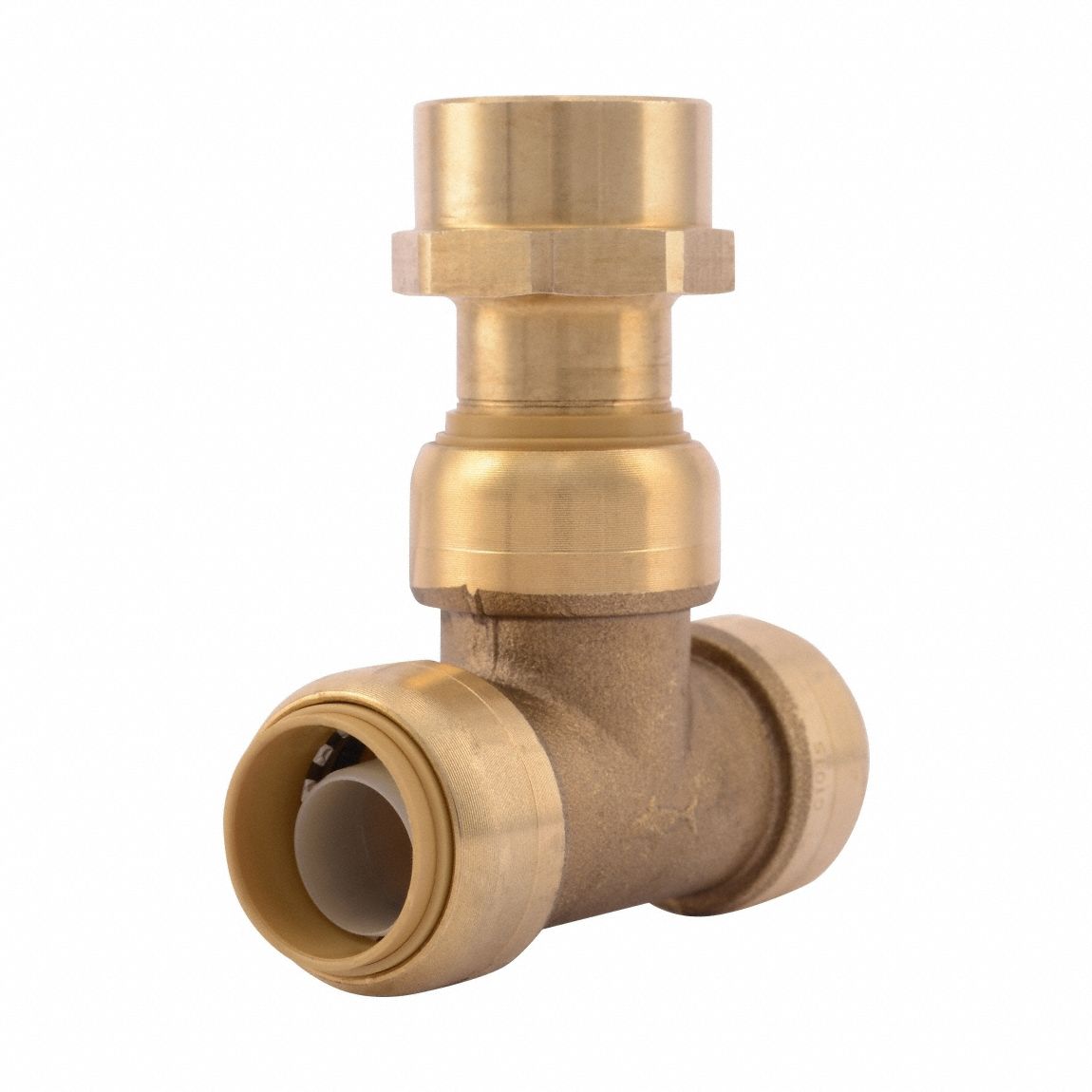 Push-Fit Tee Fitting: Tee, 7/8 in OD x 3/4 in Pipe x 3/4 in OD x 3/4 in Pipe Size, Adapter