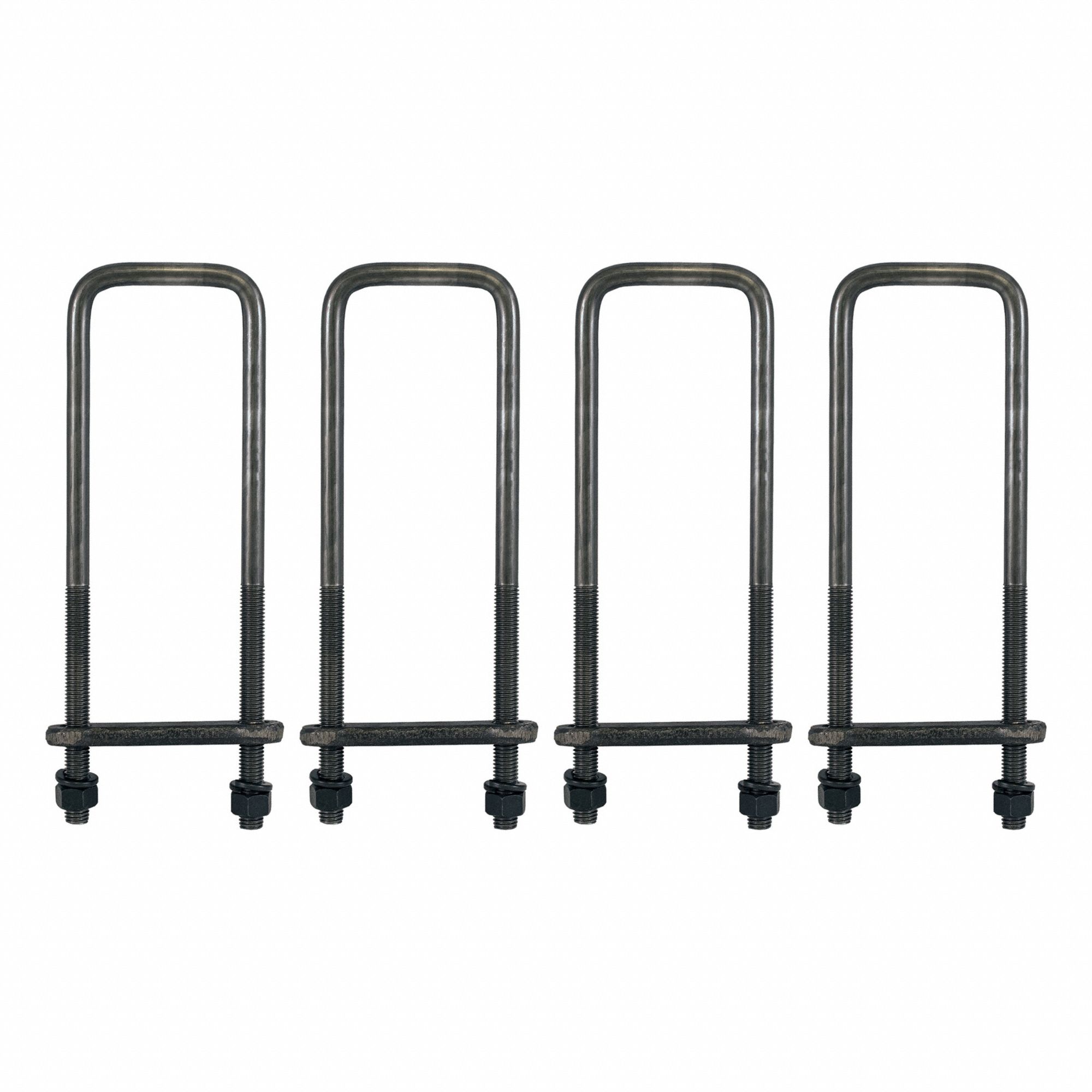 Square Bend U-Bolt Kit: U-Bolt Kit, Truck Boxes, 16 in Lg (In.), Steel, Silver, 4 PK