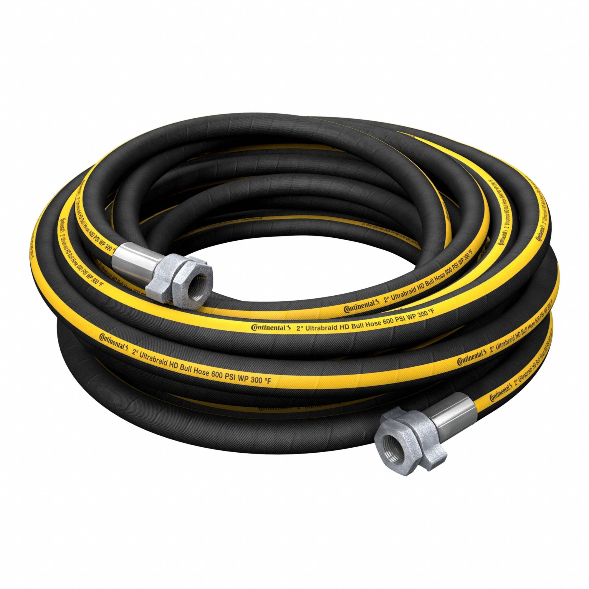 CONTINENTAL Heavy Duty Air Hose Assembly: 2 in Hose Inside Dia., Black, 2 in FNPT x 2 in FNPT (MPN UBH20060-25FF-CR). Key specifications — Hose Color: Black.