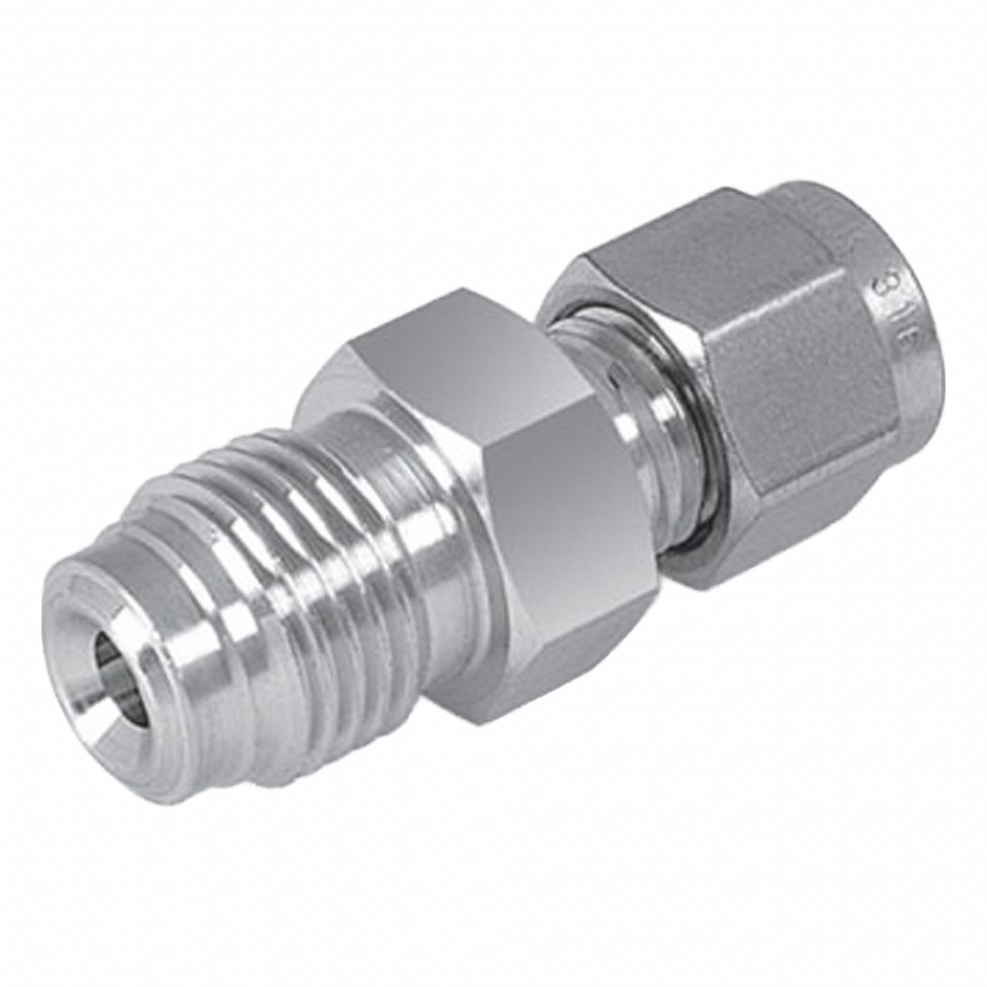 Compression High Purity Fitting: 1/2 in OD x 1/2 in OD Fitting Size, Stainless Steel