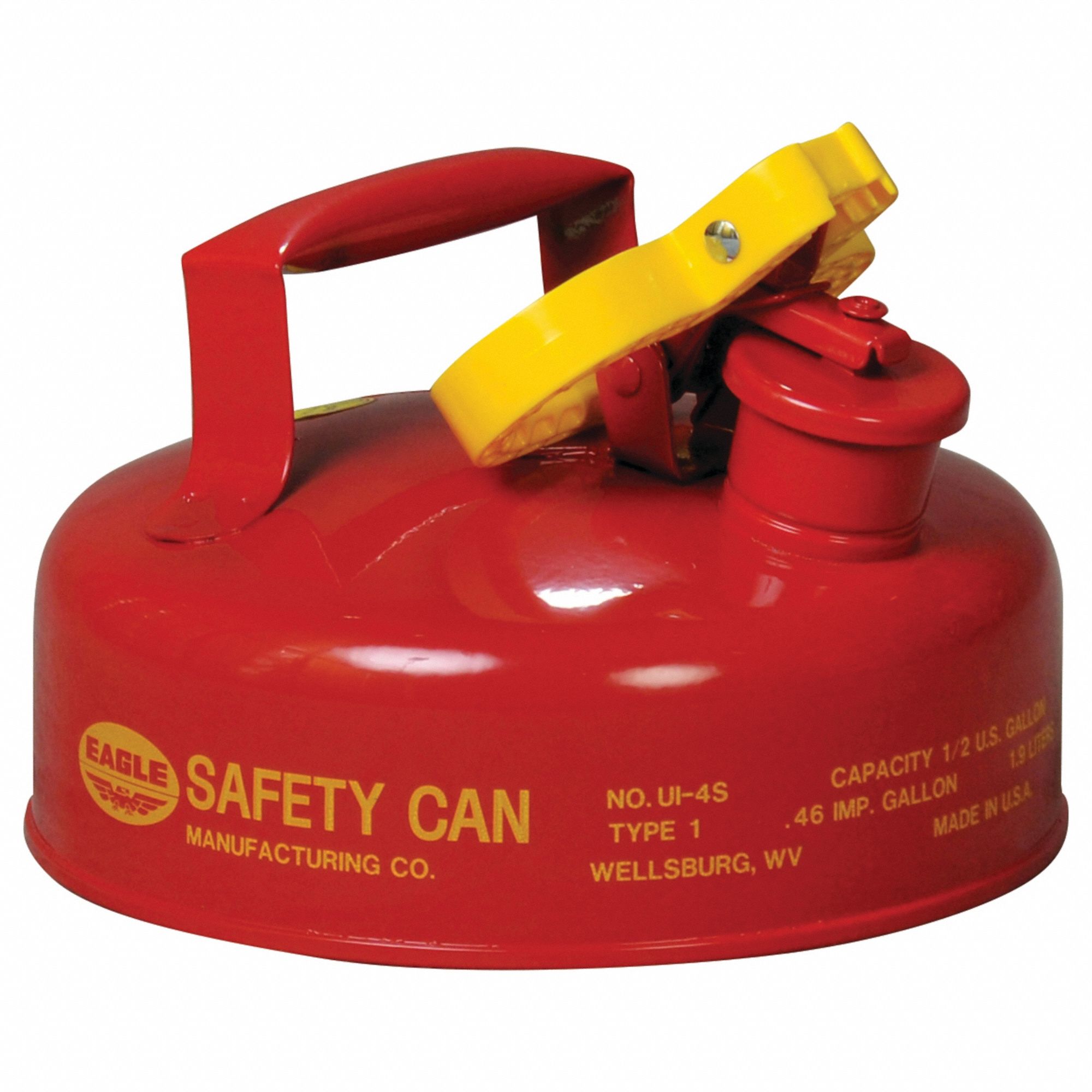 Type I Safety Can: For Use With Flammables, 1/2 gal Capacity, Includes Funnel, Red