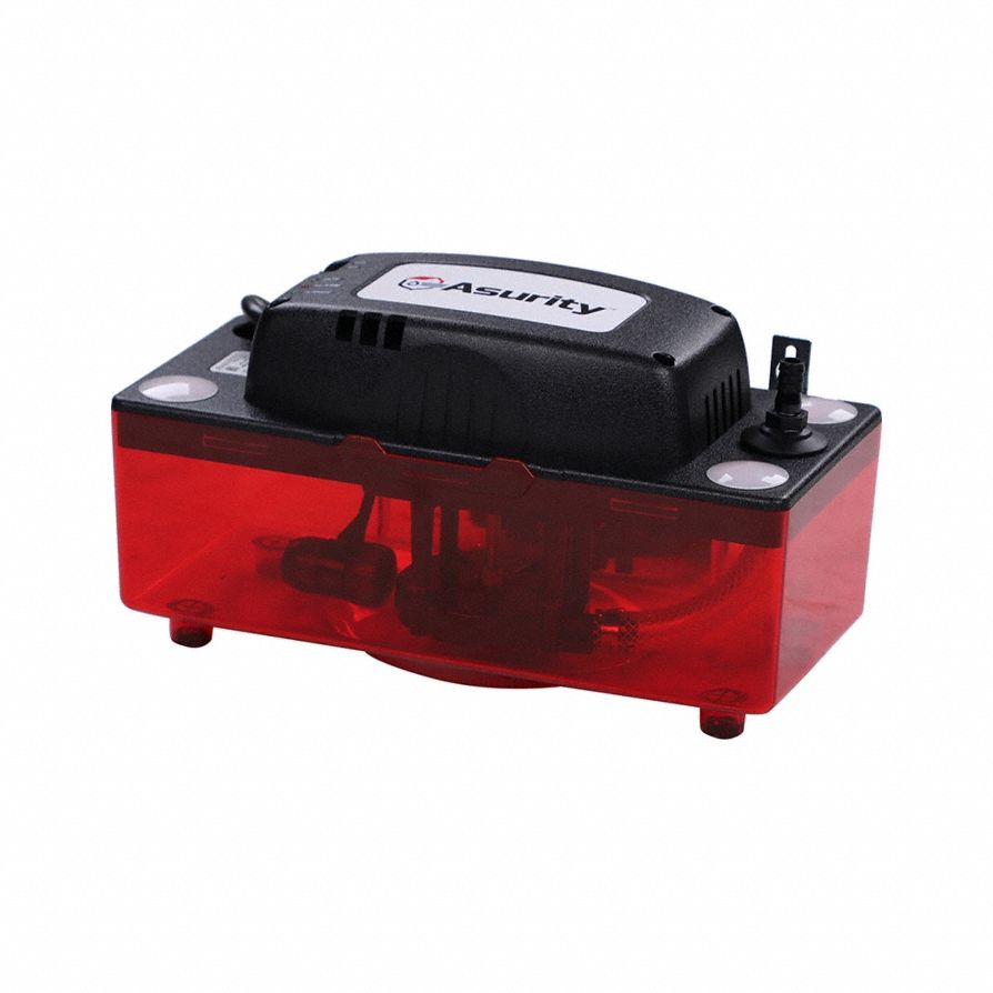 Condensate Pump: 115V AC, 1/2 gal Tank, 1/16 hp, 2.2 gpm, 22 ft Max. Head, Visual