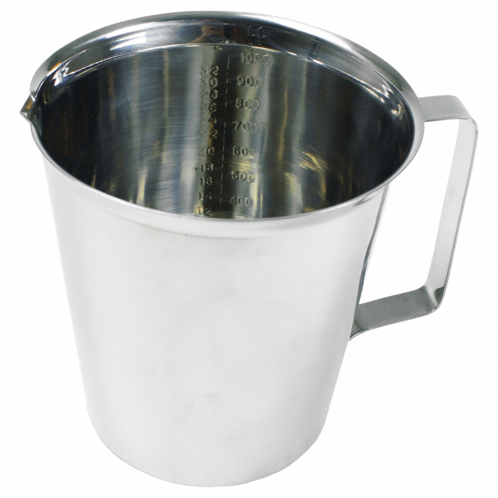 Beaker: 33.8 oz Capacity - oz, Stainless Steel, Silver, Autoclavable, Beaker