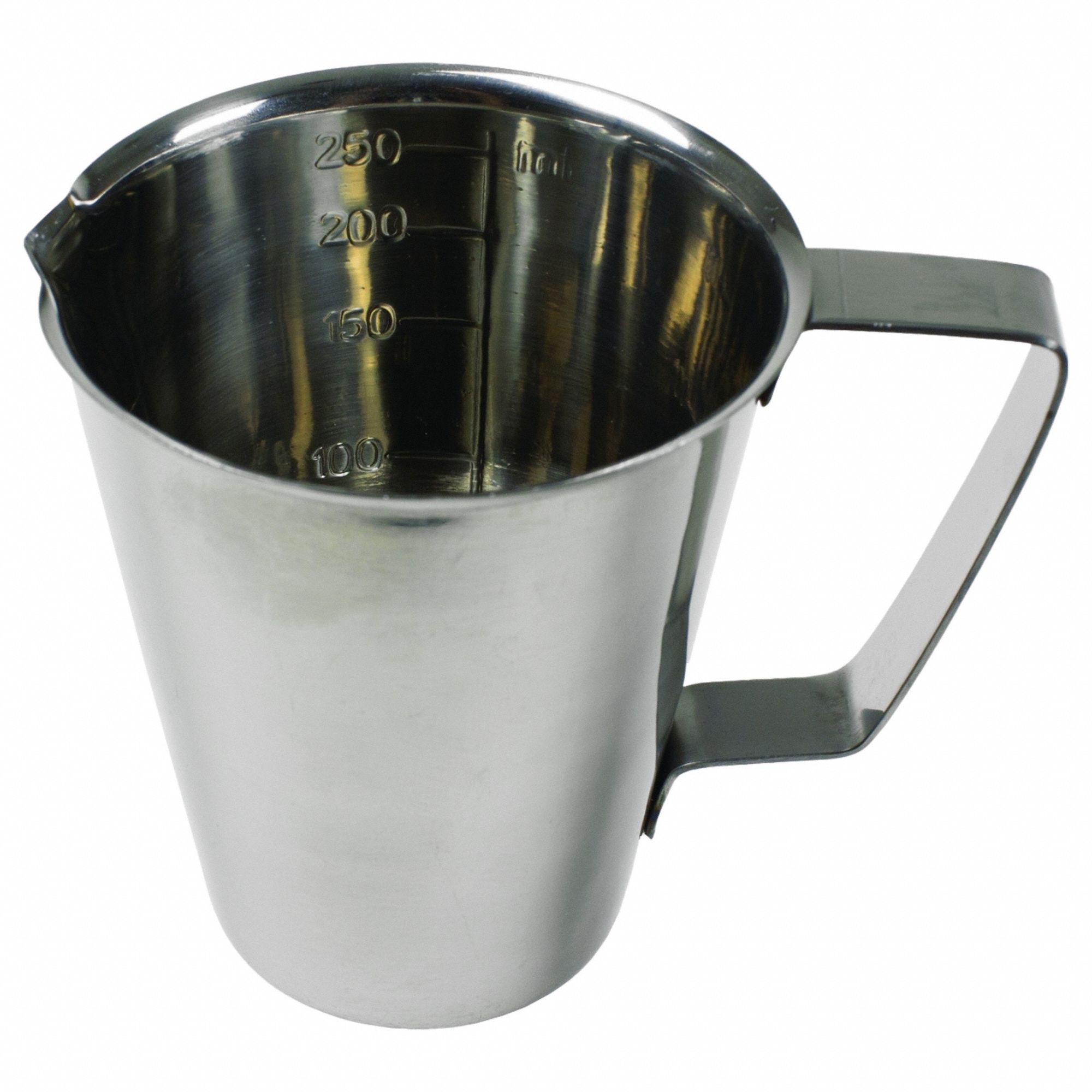 Beaker: 8.5 oz Capacity - oz, Stainless Steel, Silver, Autoclavable, Beaker