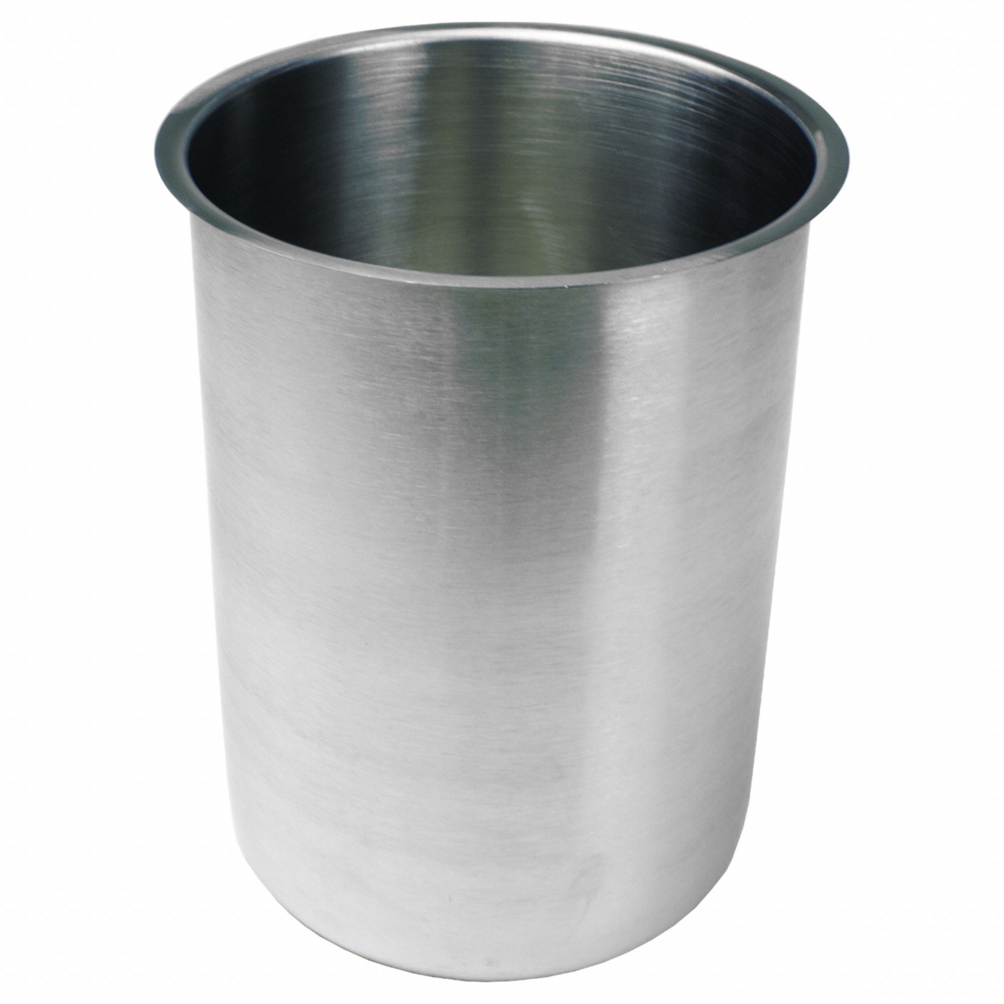 Beaker: 67.6 oz Capacity - oz, 4 3/4 in Dia, 7 in Overall Ht, Stainless Steel, Silver, Autoclavable