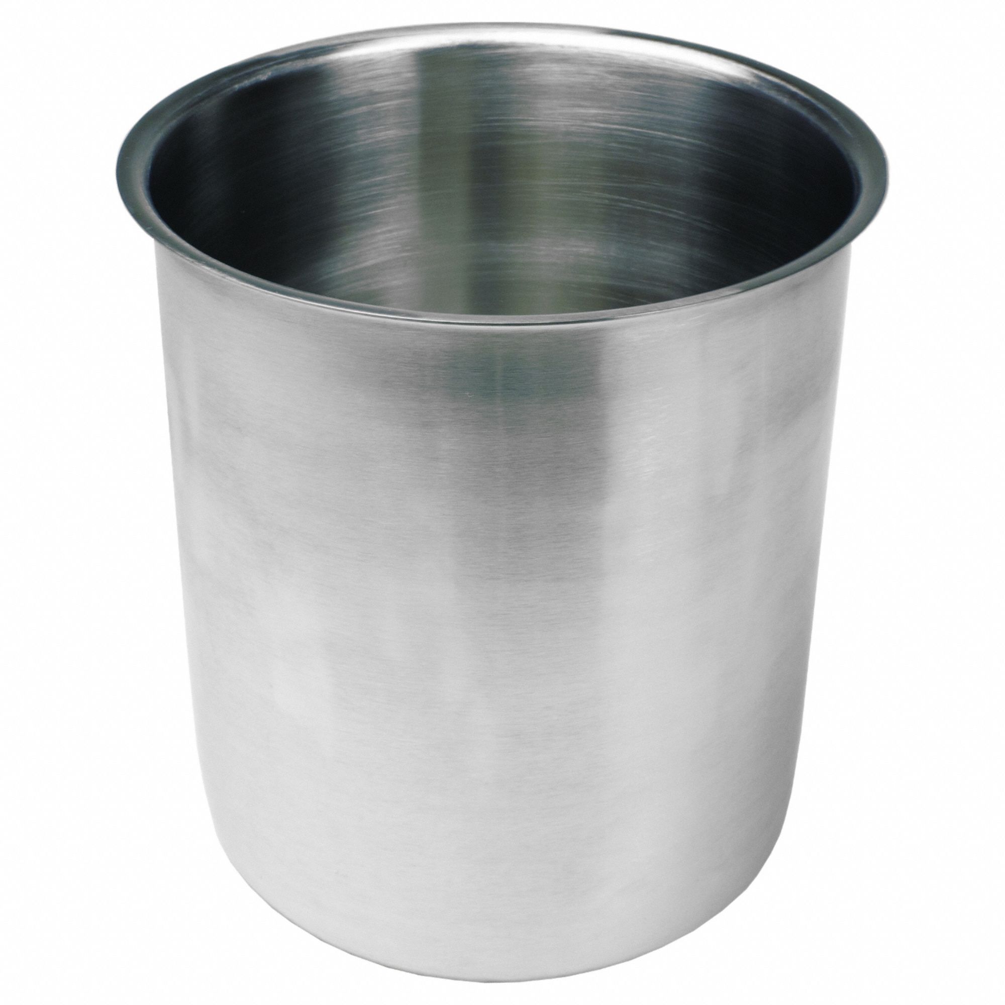 Beaker: 101.4 oz Capacity - oz, 5 7/8 in Dia, 7 in Overall Ht, Stainless Steel, Silver, Autoclavable
