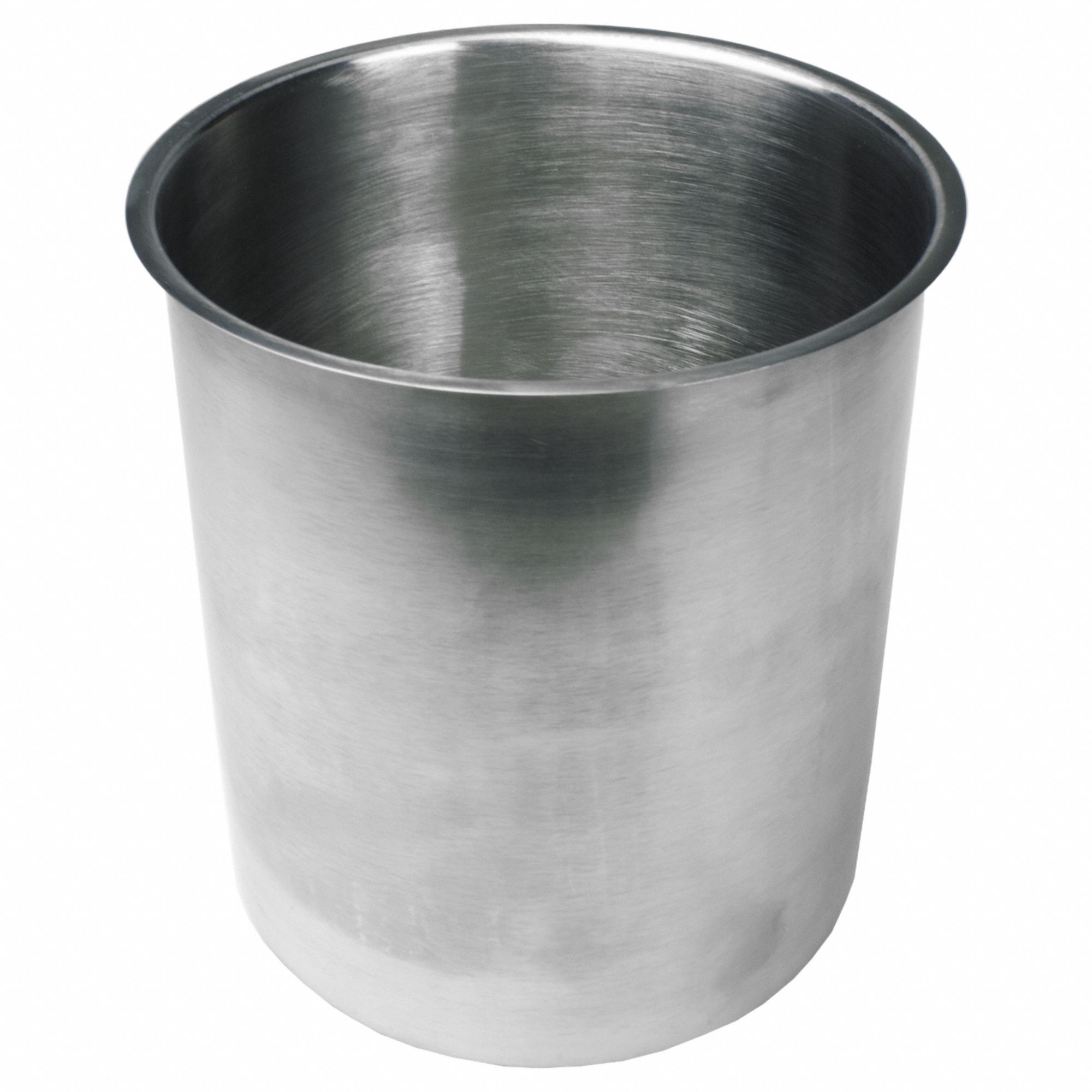 Beaker: 169 oz Capacity - oz, 7 1/8 in Dia, 8 1/4 in Overall Ht, Stainless Steel, Silver, Beaker