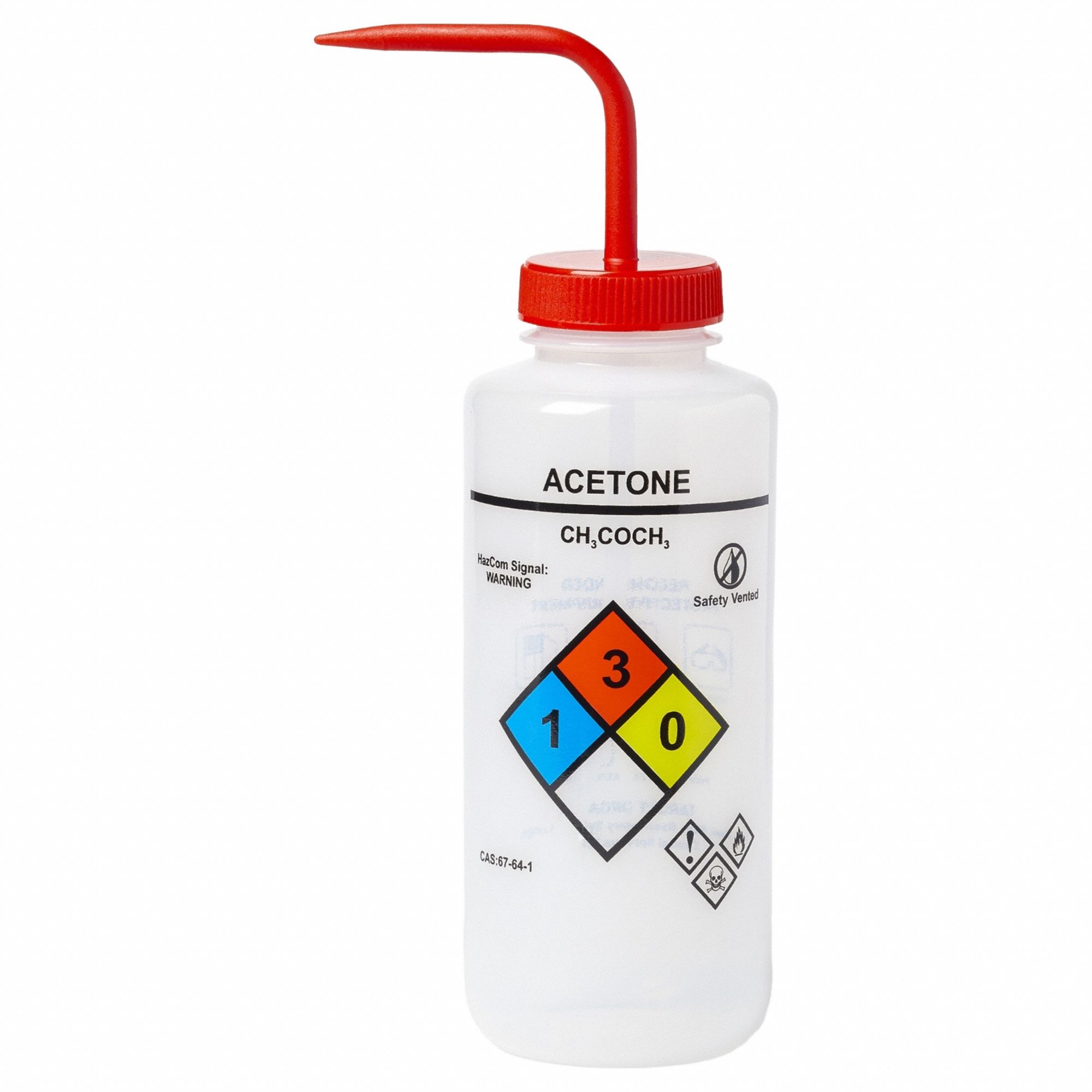Wash Bottle: 32 fl oz Capacity - oz, 1 L Capacity - mL, Specific Chemicals, Acetone, Wide Mouth Size