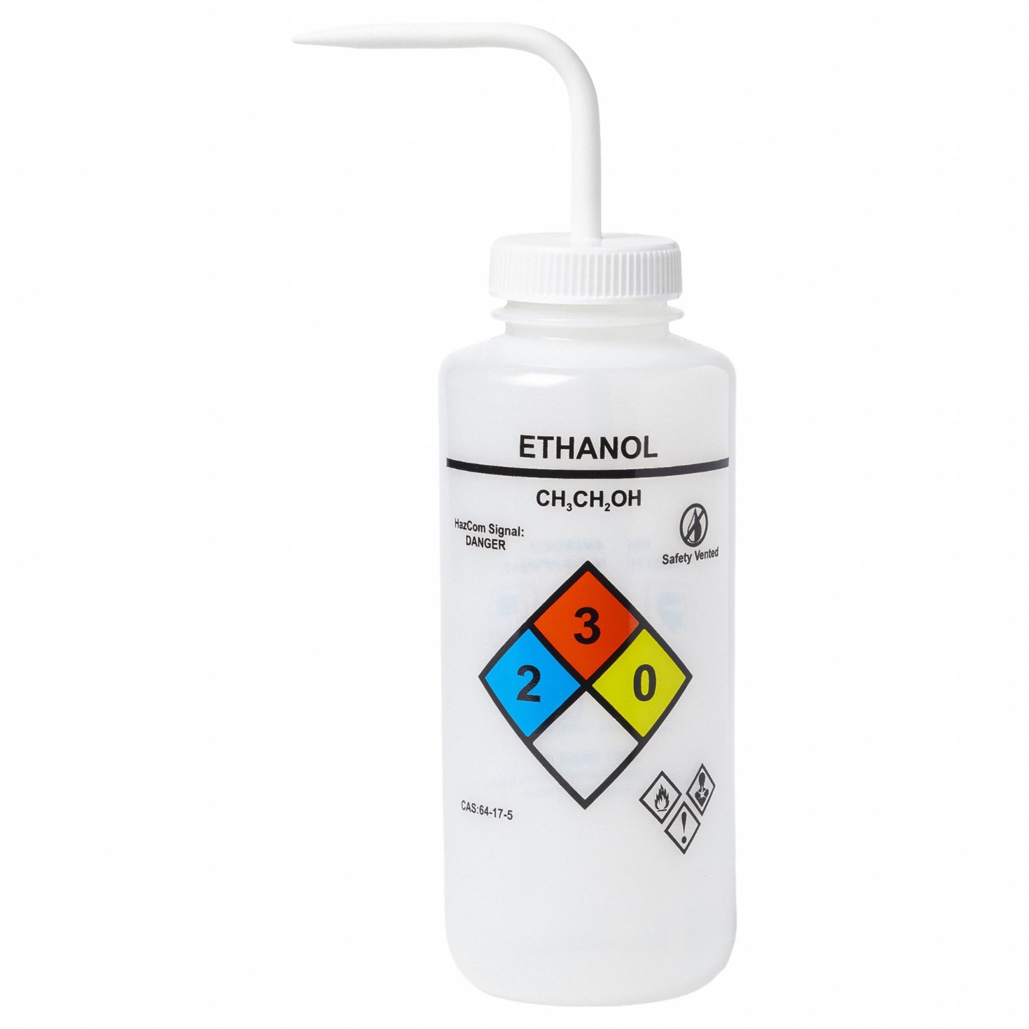 Wash Bottle: 32 fl oz Capacity - oz, 1 L Capacity - mL, Specific Chemicals, Ethanol, Wide Mouth Size