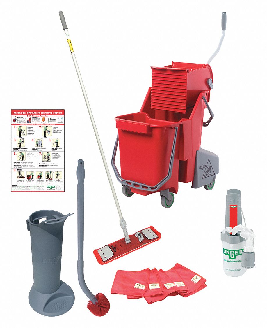 PRO RESTROOM DAILY CLEANING KIT, PLASTIC, GREY
