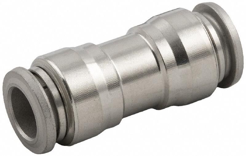 Push-Fit Adapter Fitting: 1/4 in OD x 1/4 in OD Size, Push-to-Connect x Push-to-Connect